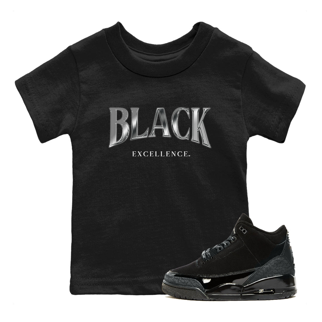 Black Excellence snkmatch Tees Kids - Air Jordan 3 Black Cat