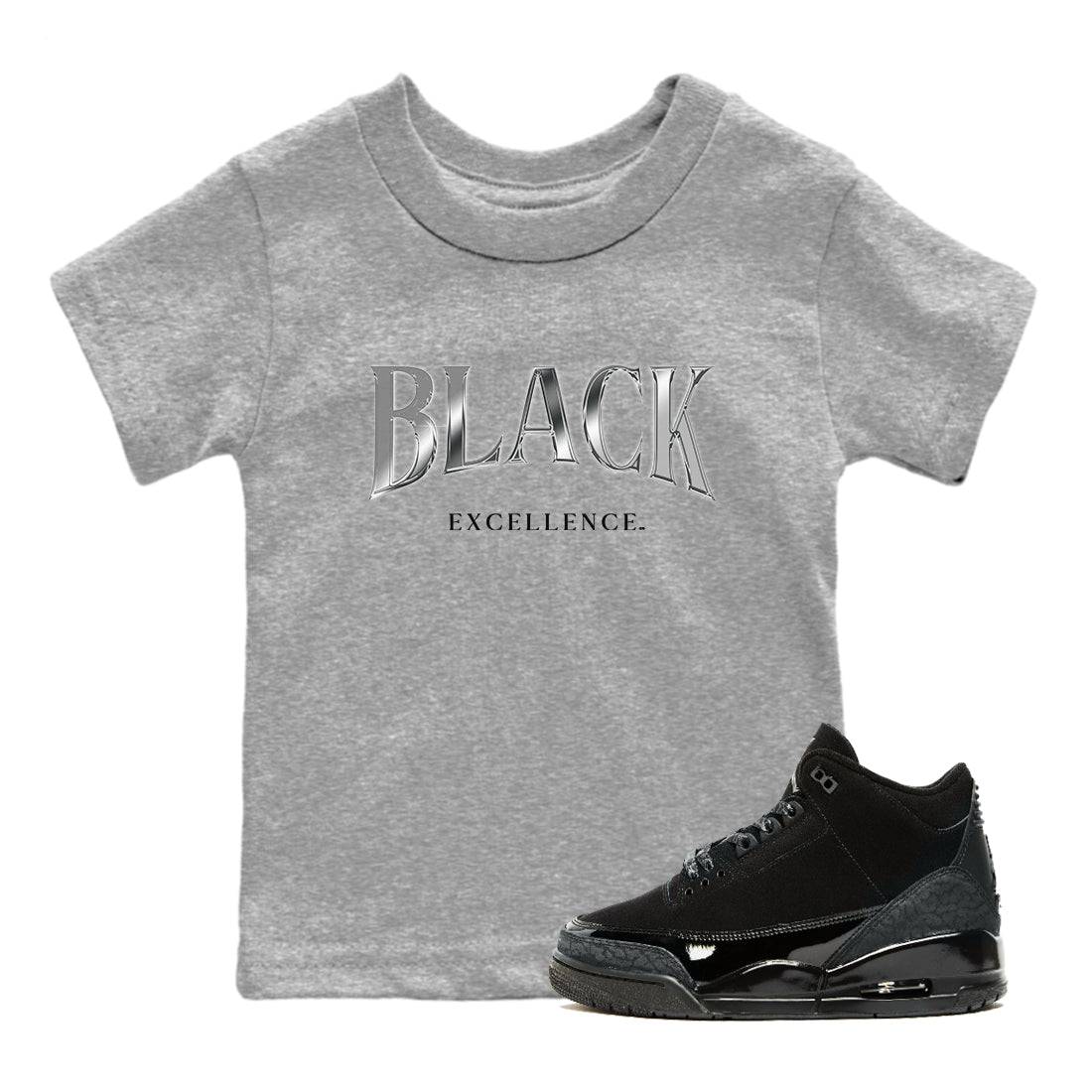 Black Excellence snkmatch Tees Kids - Air Jordan 3 Black Cat
