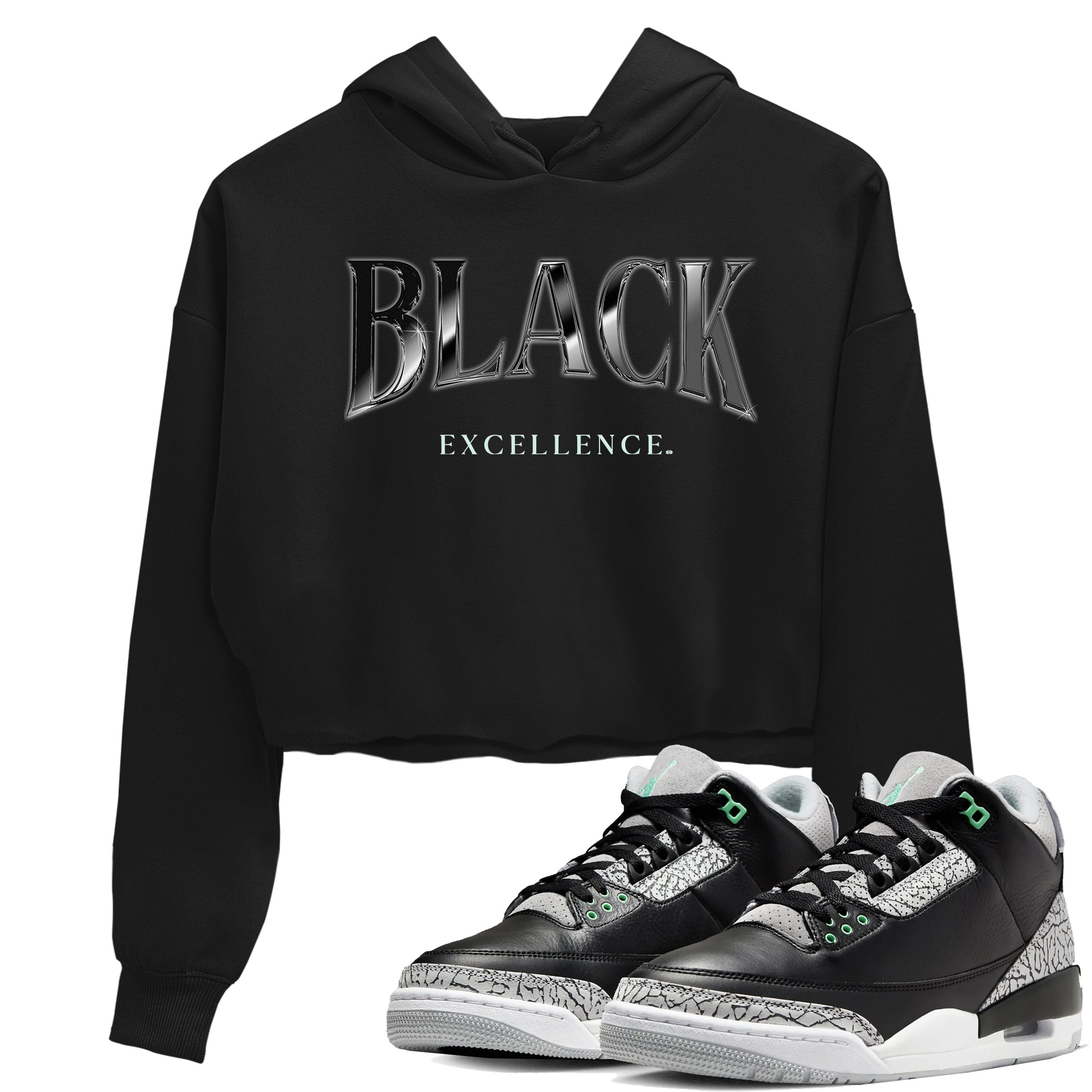 Black Excellence snkmatch Women's Top - Air Jordan 3 Green Glow