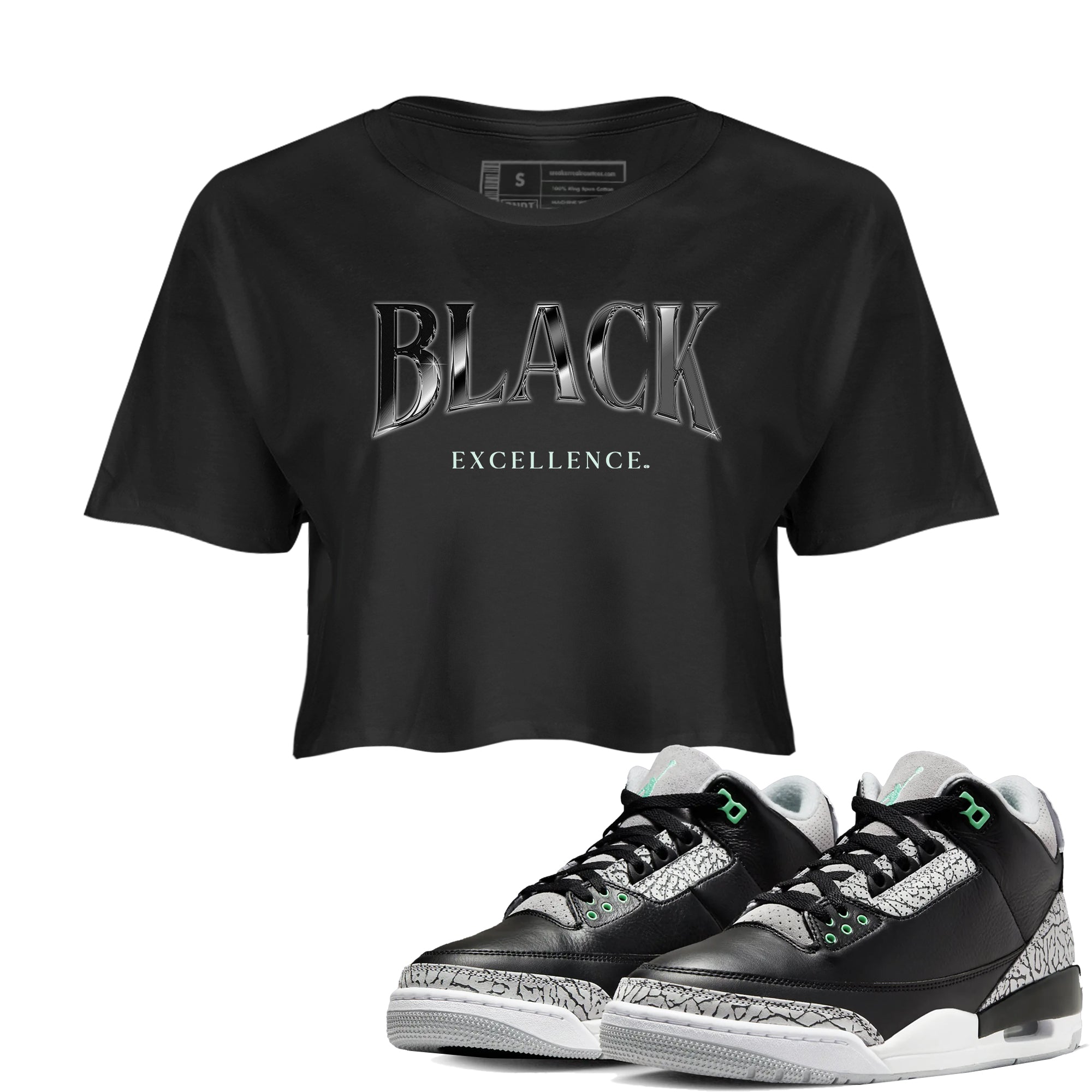 Black Excellence snkmatch Women's Top - Air Jordan 3 Green Glow