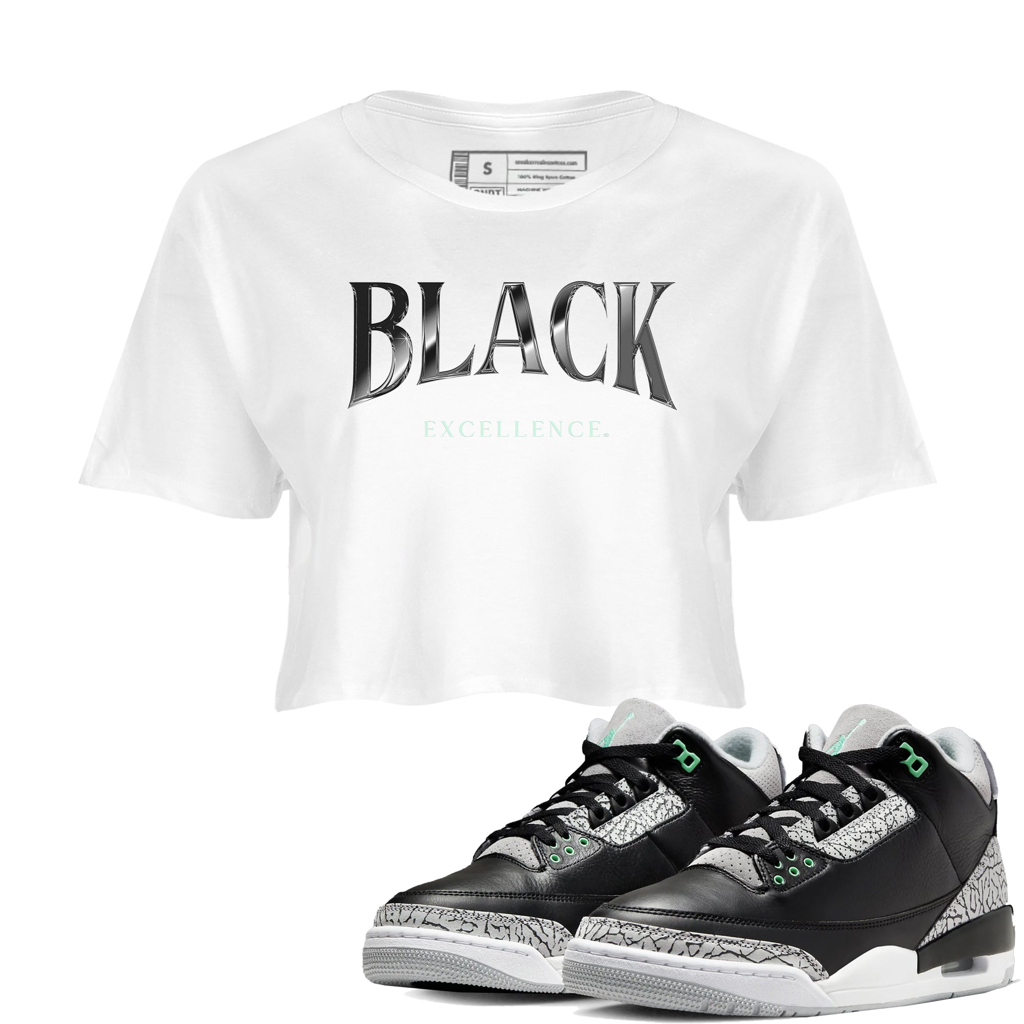 Black Excellence snkmatch Women's Top - Air Jordan 3 Green Glow
