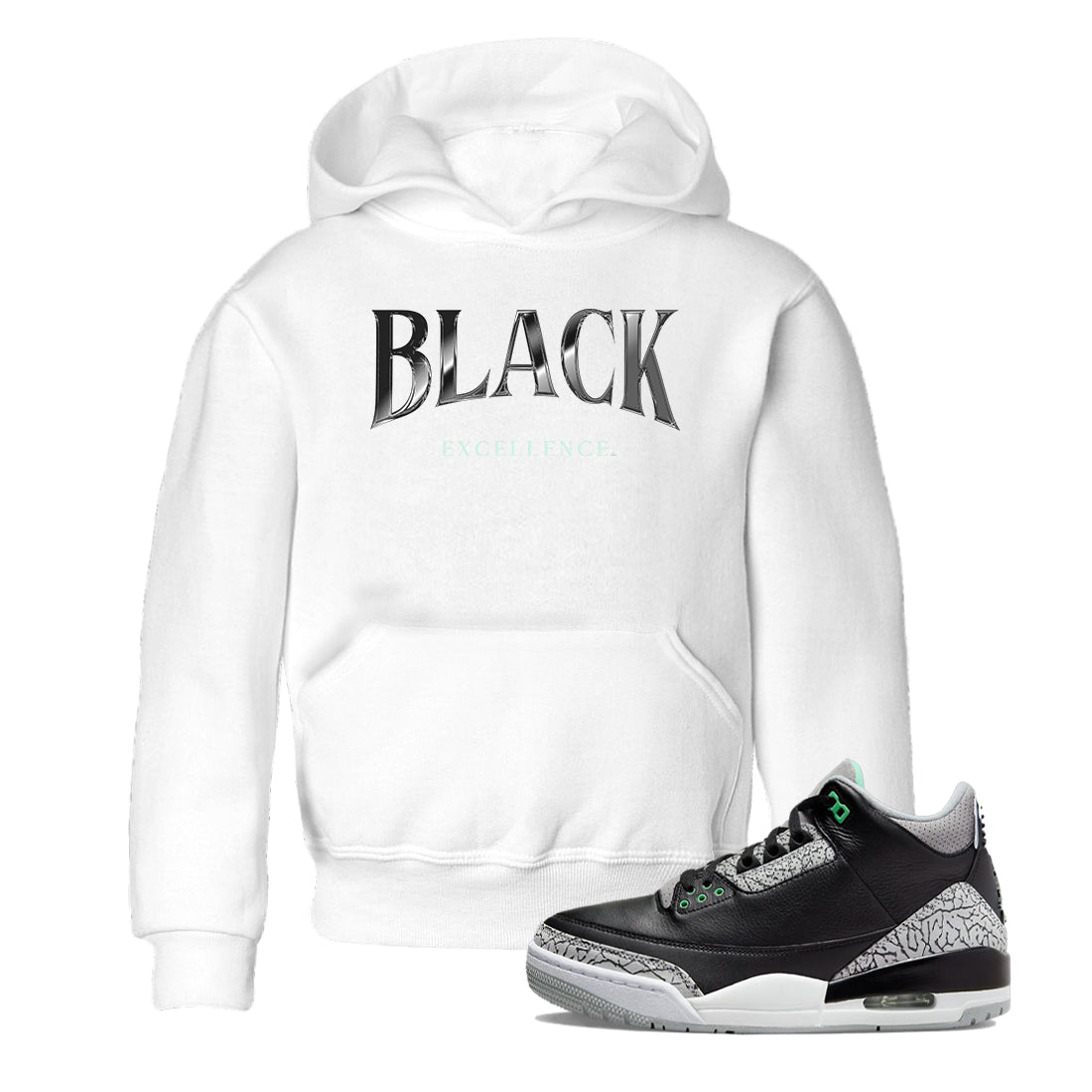 Black Excellence snkmatch Tees Kids - Air Jordan 3 Green Glow