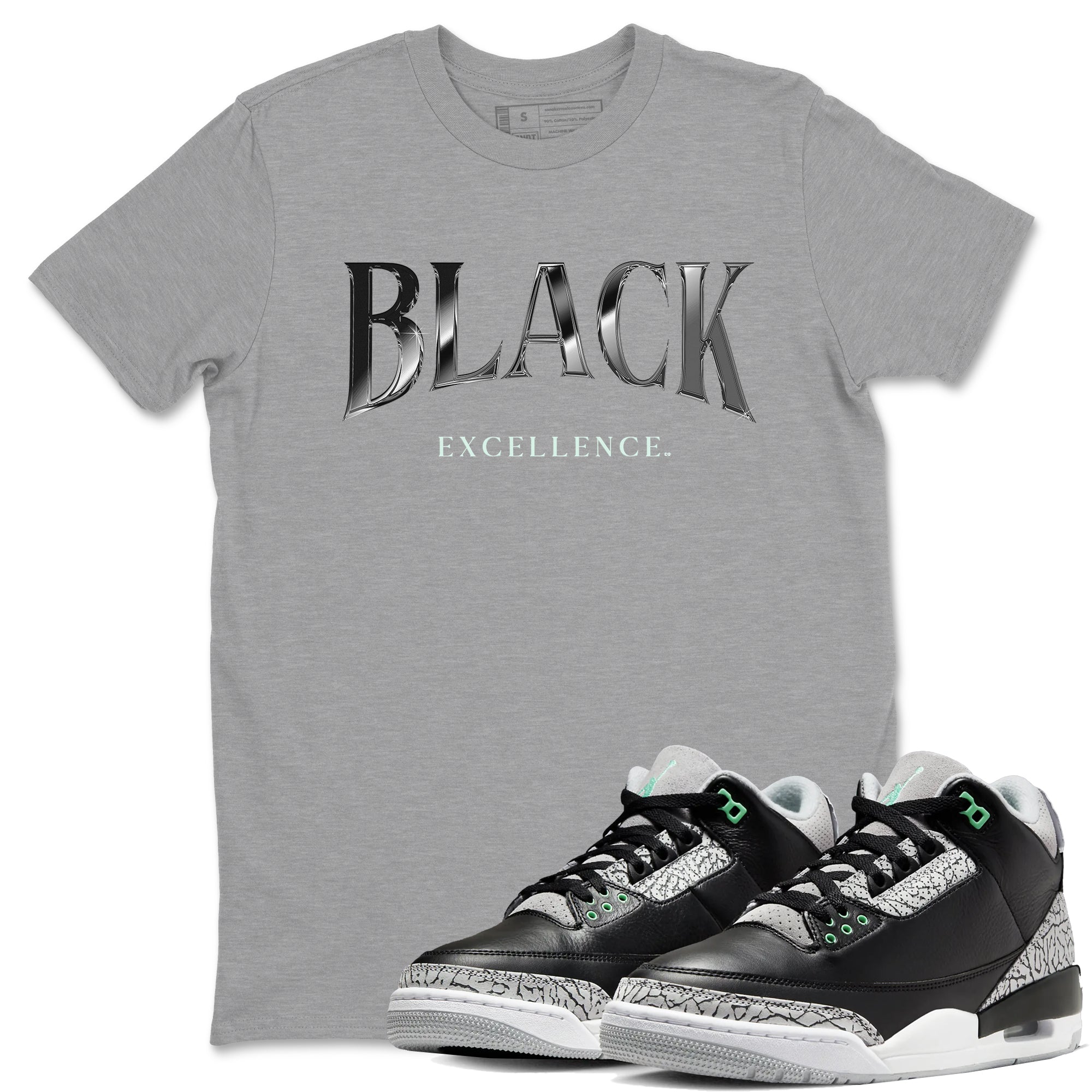 Black Excellence snkmatch Tees - Air Jordan 3 Green Glow