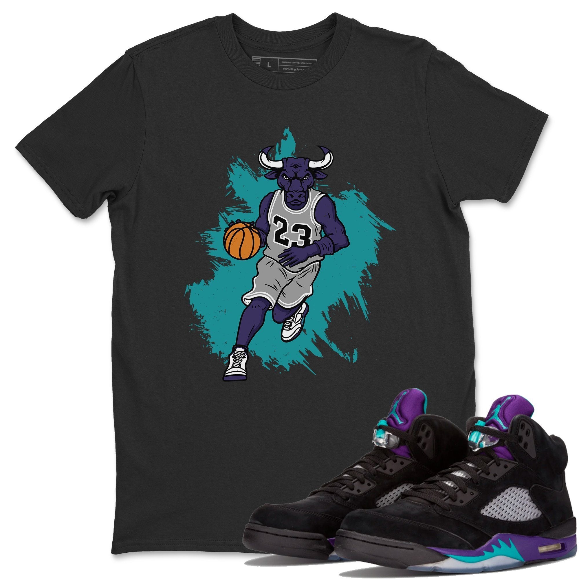 Bull Figure Unisex Tops - Air Jordan 5 Black Grape
