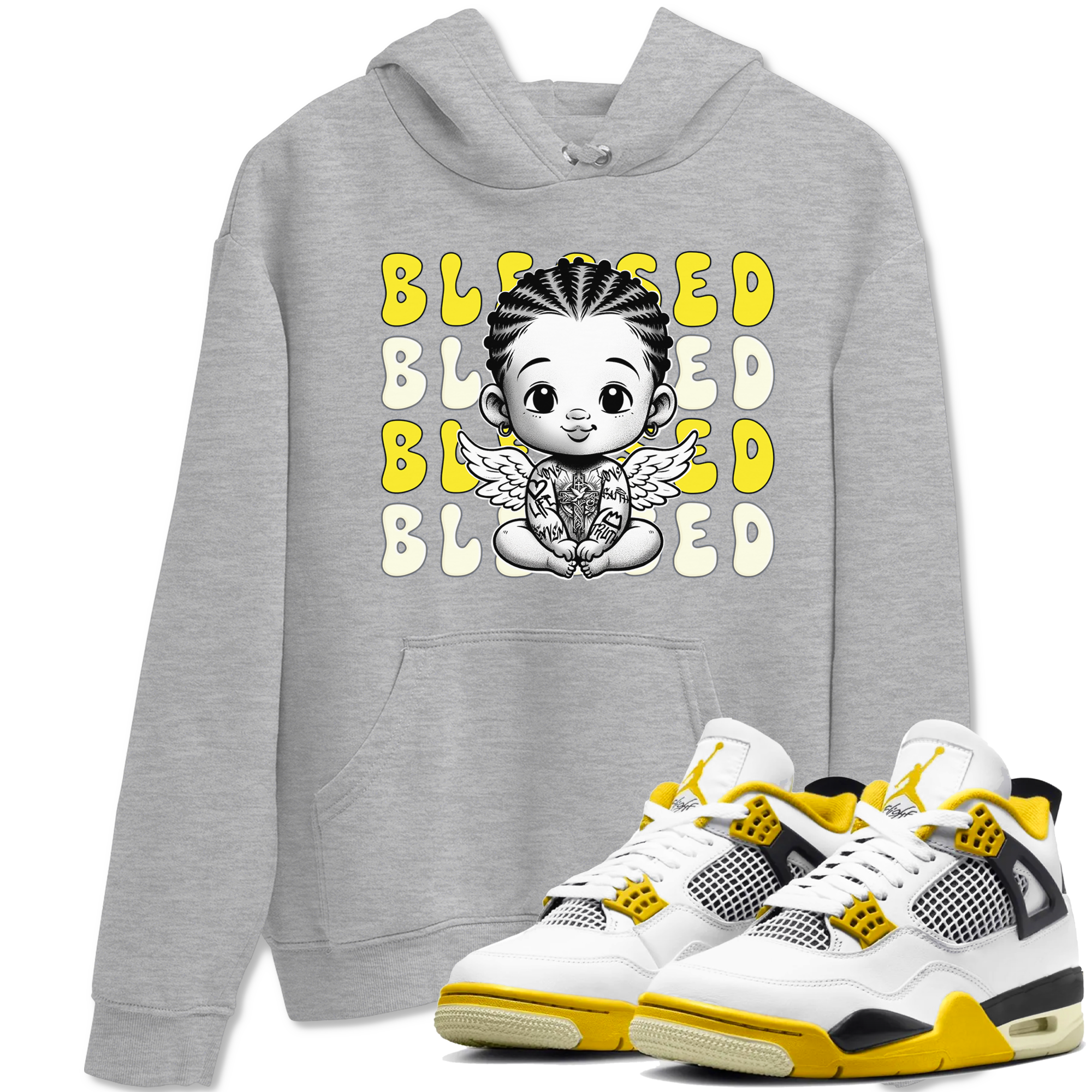 Blessed snkmatch Tees - Air Jordan 4 Vivid Sulfur
