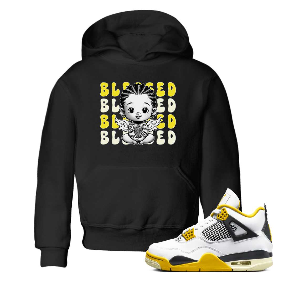 Blessed snkmatch Tees Kids - Air Jordan 4 Vivid Sulfur