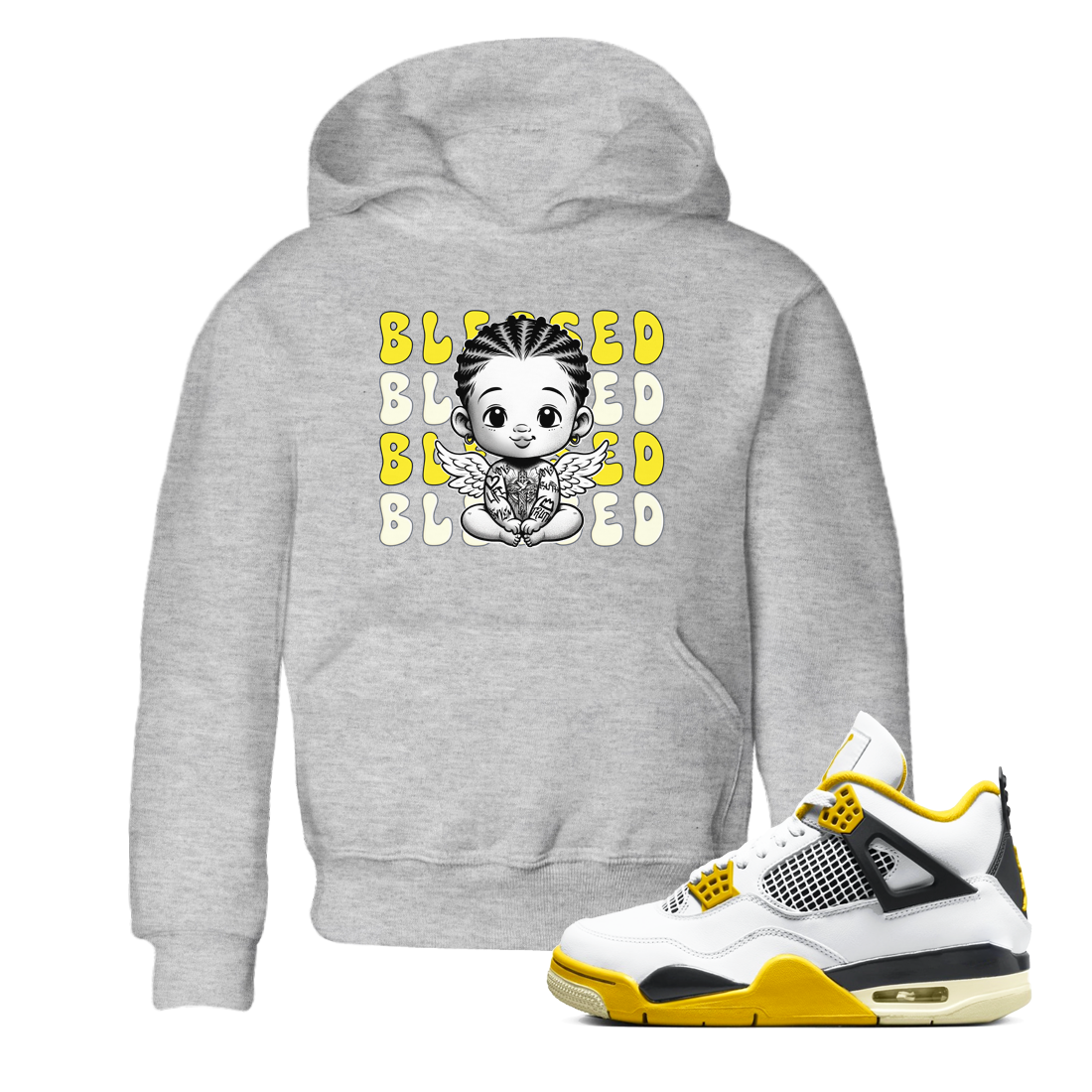 Blessed snkmatch Tees Kids - Air Jordan 4 Vivid Sulfur