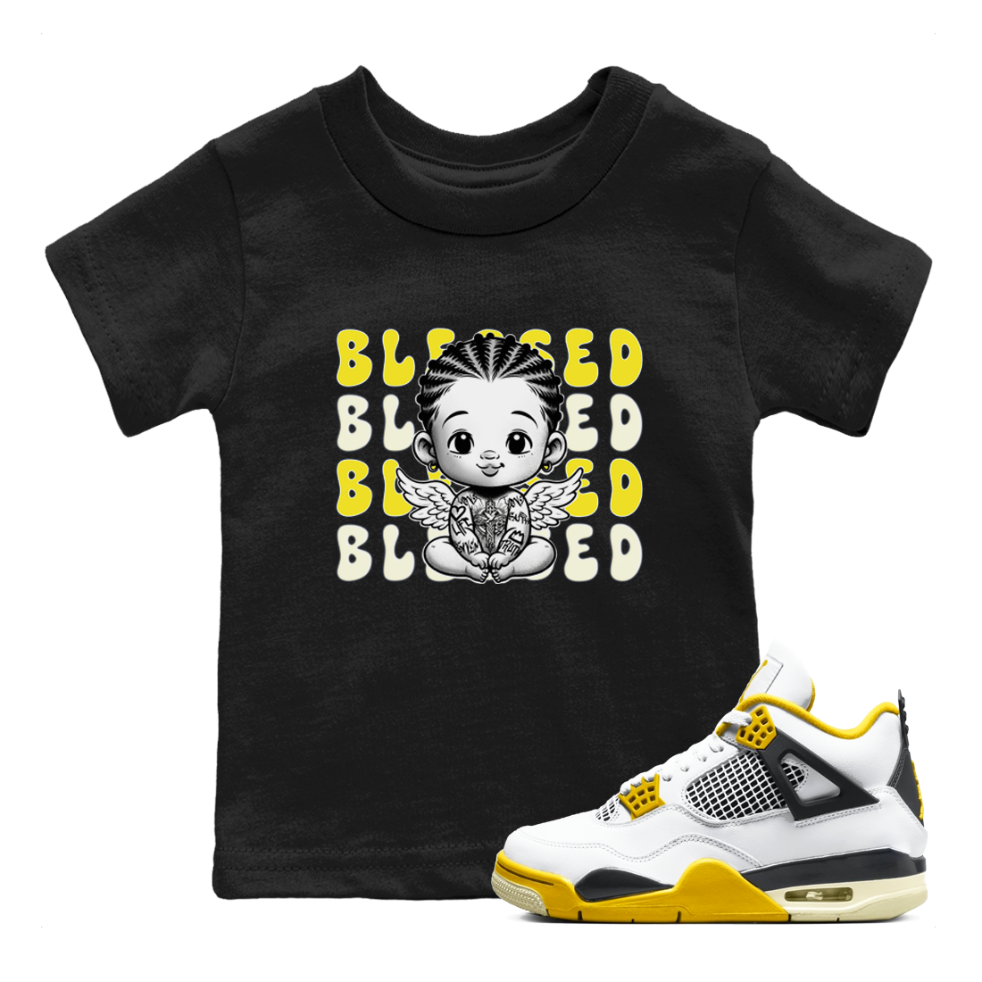 Blessed snkmatch Tees Kids - Air Jordan 4 Vivid Sulfur