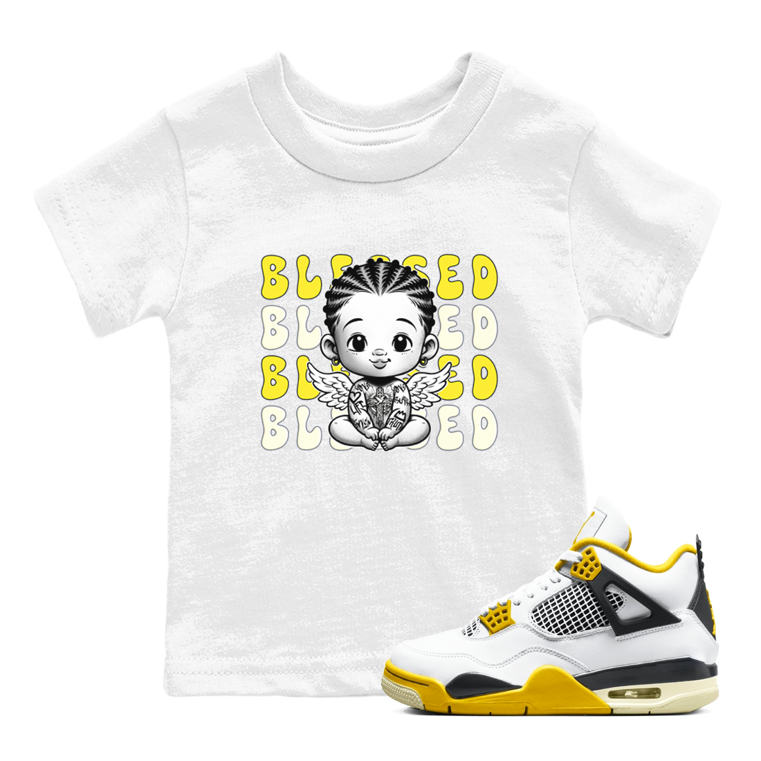 Blessed snkmatch Tees Kids - Air Jordan 4 Vivid Sulfur