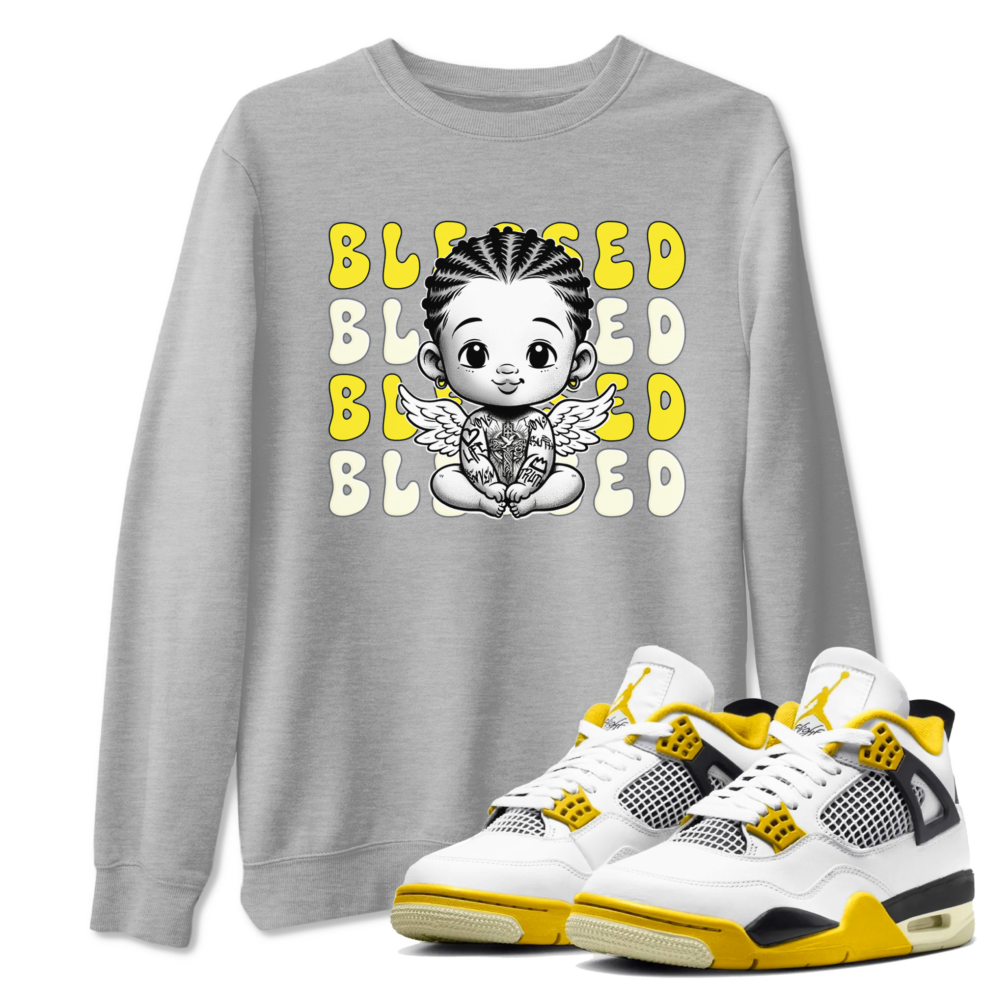 Blessed snkmatch Tees - Air Jordan 4 Vivid Sulfur