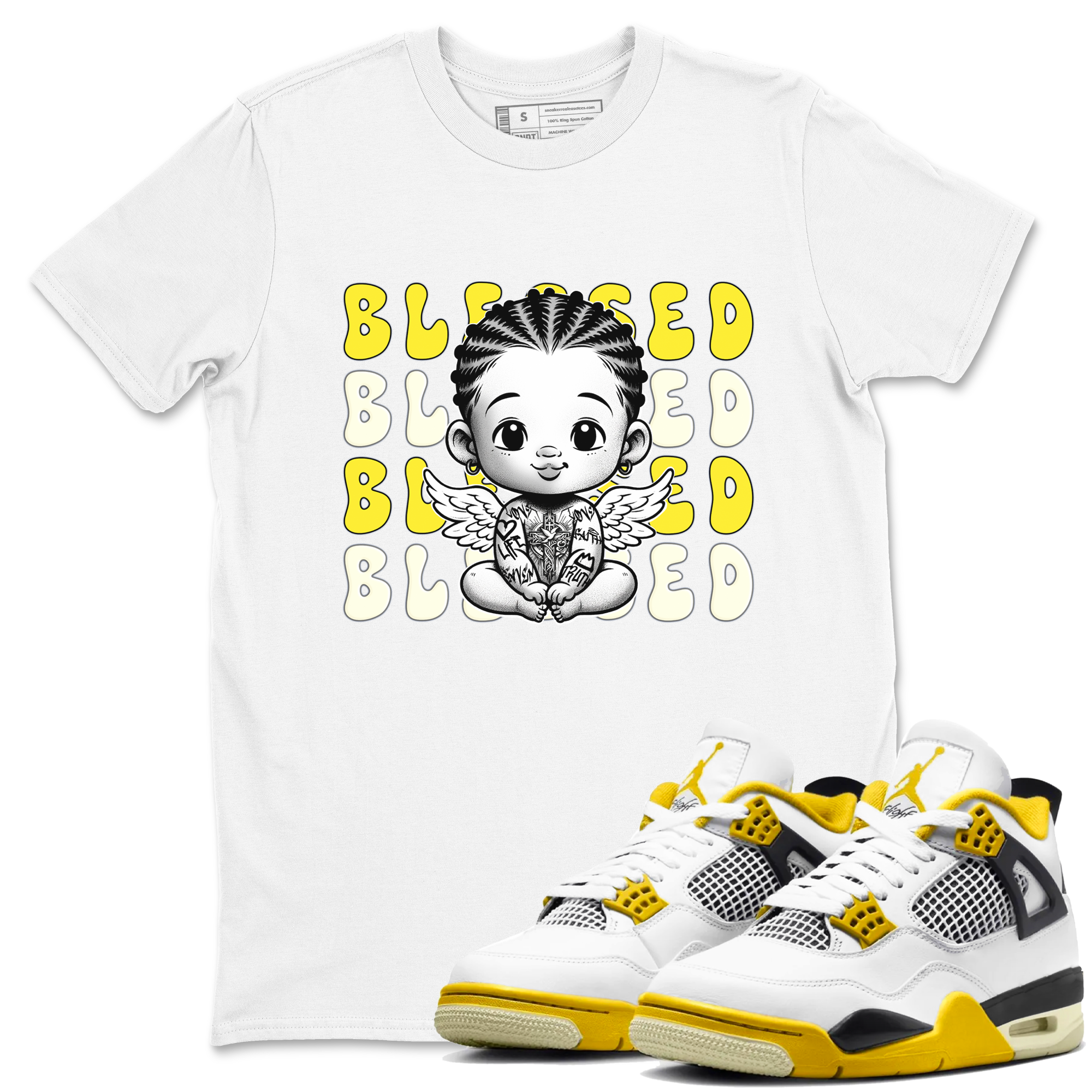 Blessed snkmatch Tees - Air Jordan 4 Vivid Sulfur
