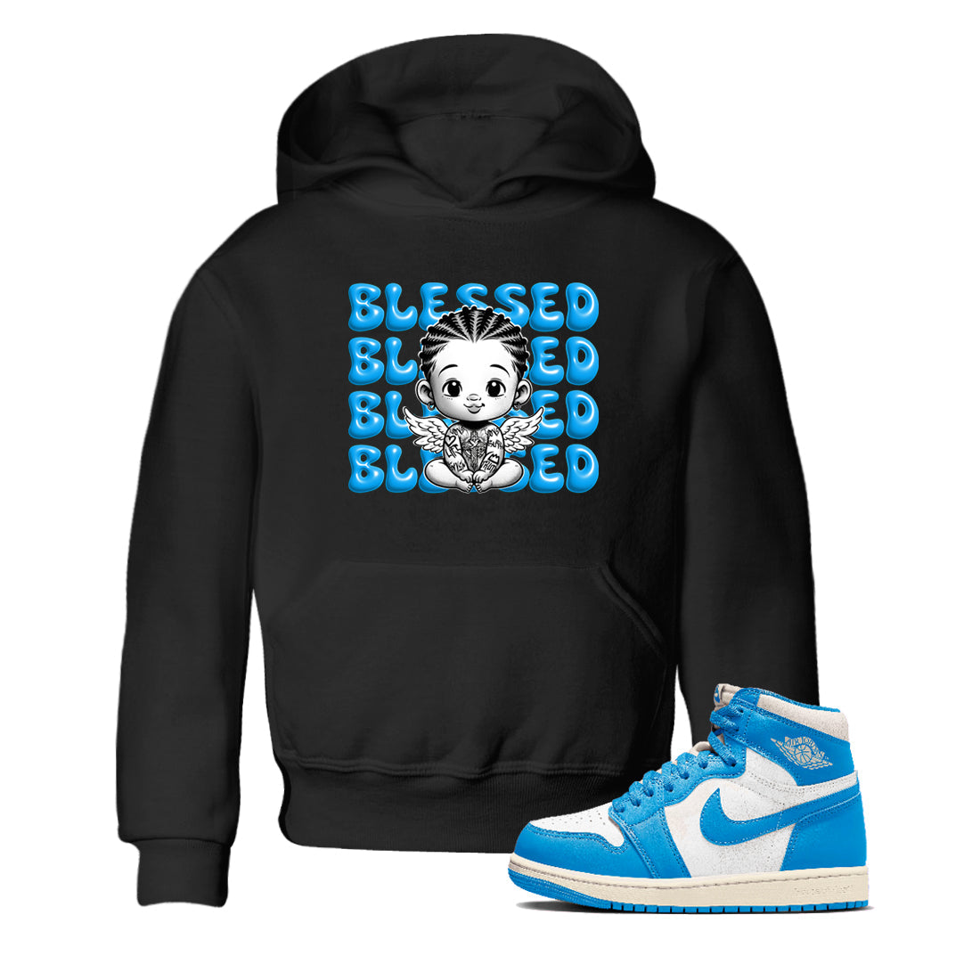 Blessed Baby snkmatch Tees Kids - Air Jordan 1 UNC Reimagined