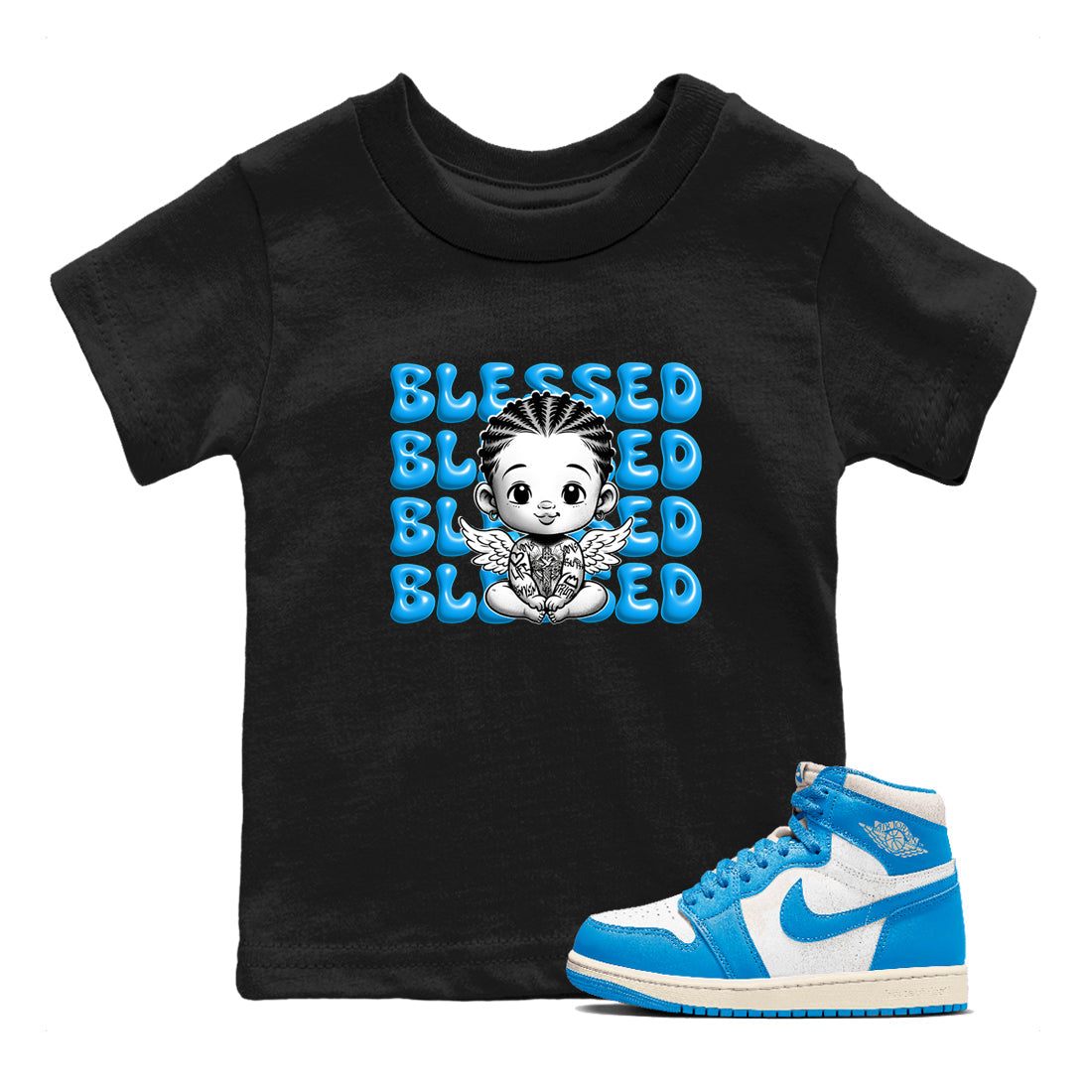 Blessed Baby snkmatch Tees Kids - Air Jordan 1 UNC Reimagined