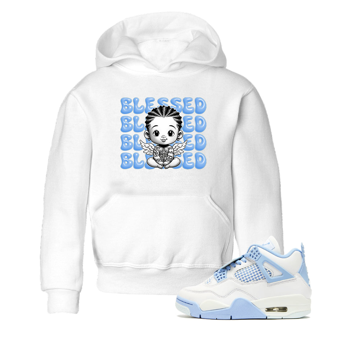 Blessed Baby snkmatch Tees Kids - Air Jordan 4 Forget Me Not
