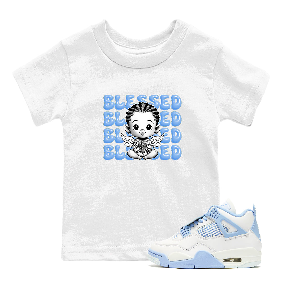 Blessed Baby snkmatch Tees Kids - Air Jordan 4 Forget Me Not