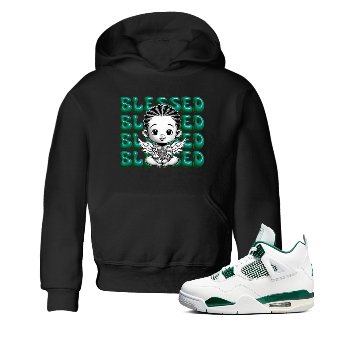 Blessed Baby snkmatch Tees Kids - Air Jordan 4 Oxidized Green