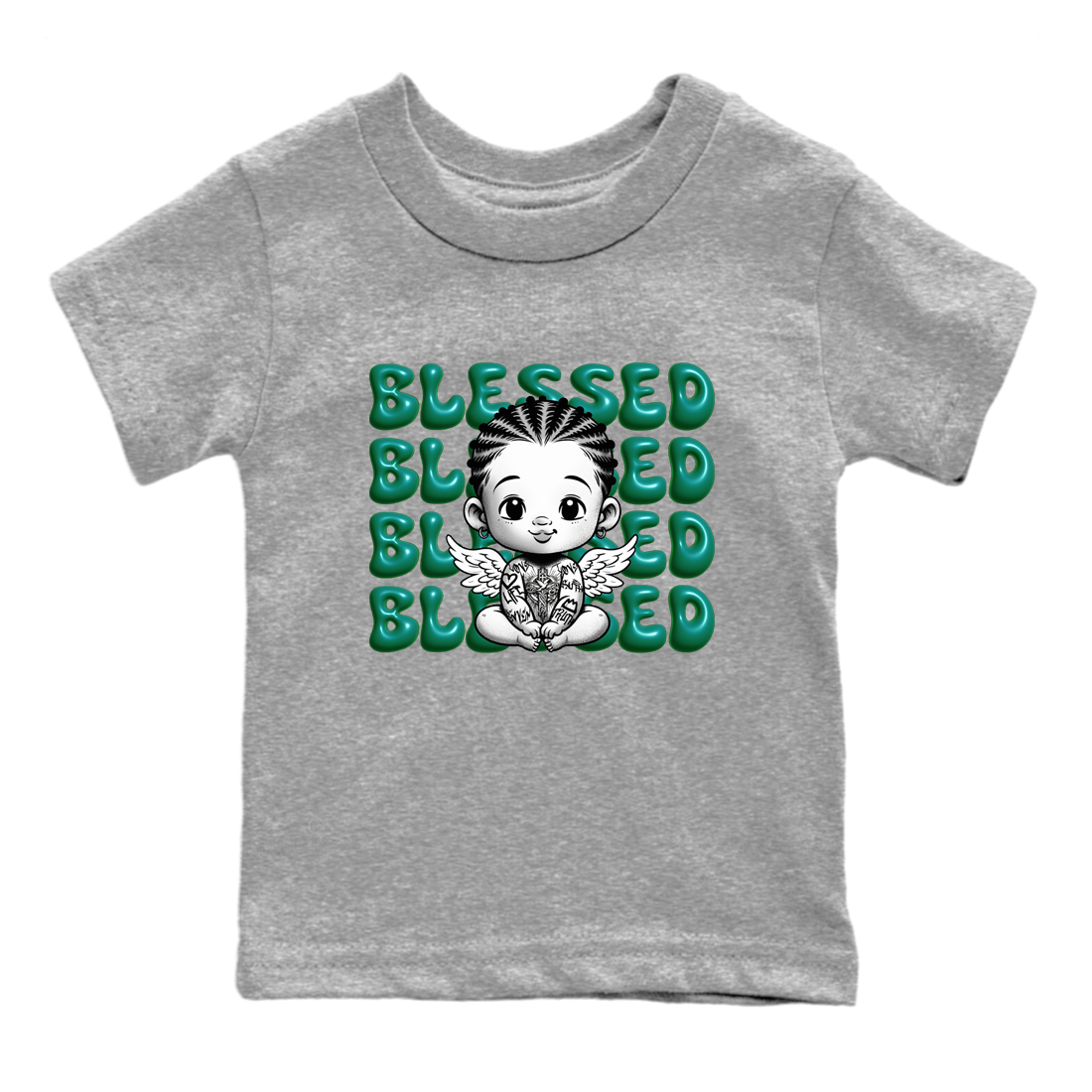 Blessed Baby snkmatch Tees Kids - Air Jordan 4 Oxidized Green