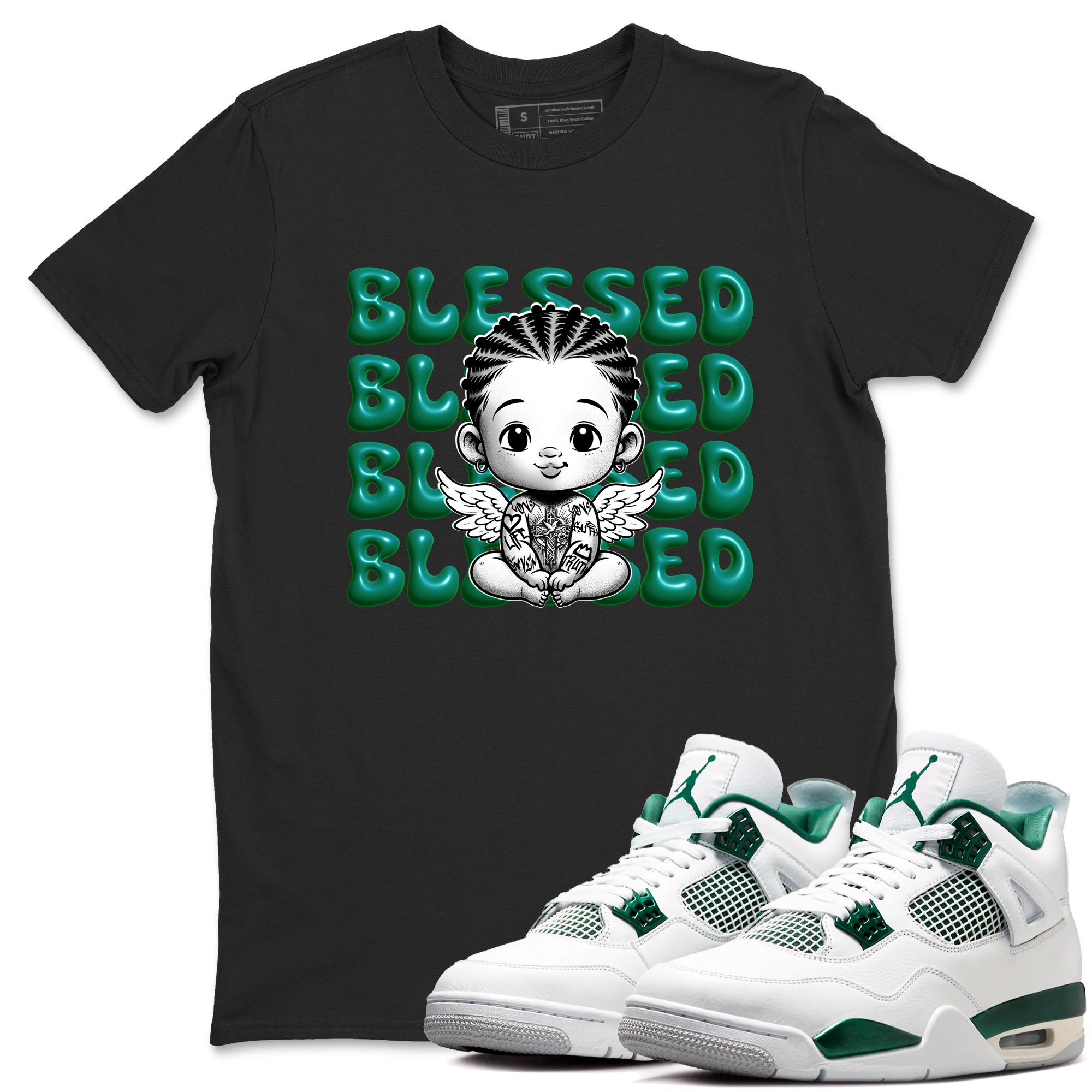 Blessed Baby snkmatch Tees - Air Jordan 4 Oxidized Green