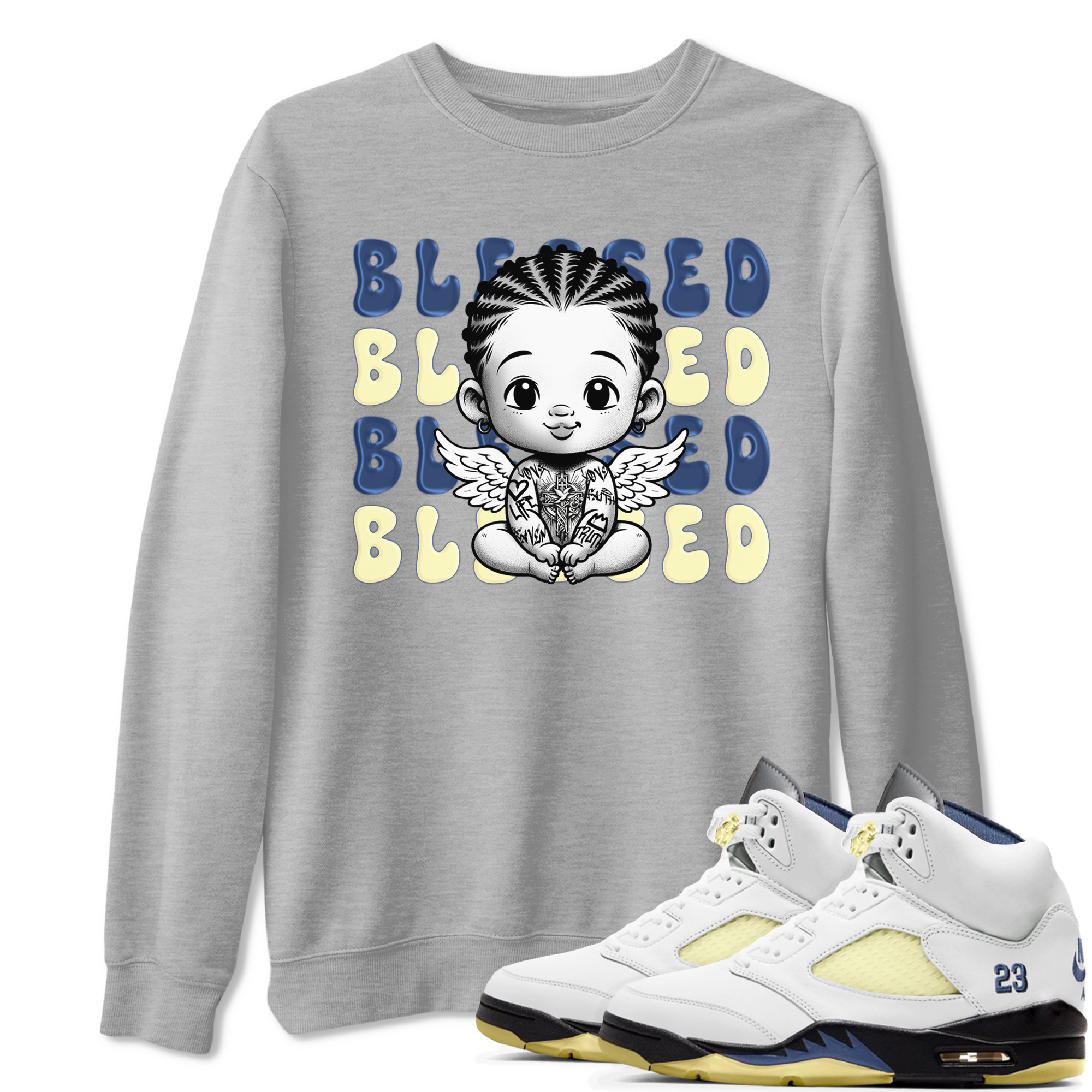 Blessed Baby SNRT Sneaker Tees - Air Jordan 5 A Ma Maniere x Photon Dust