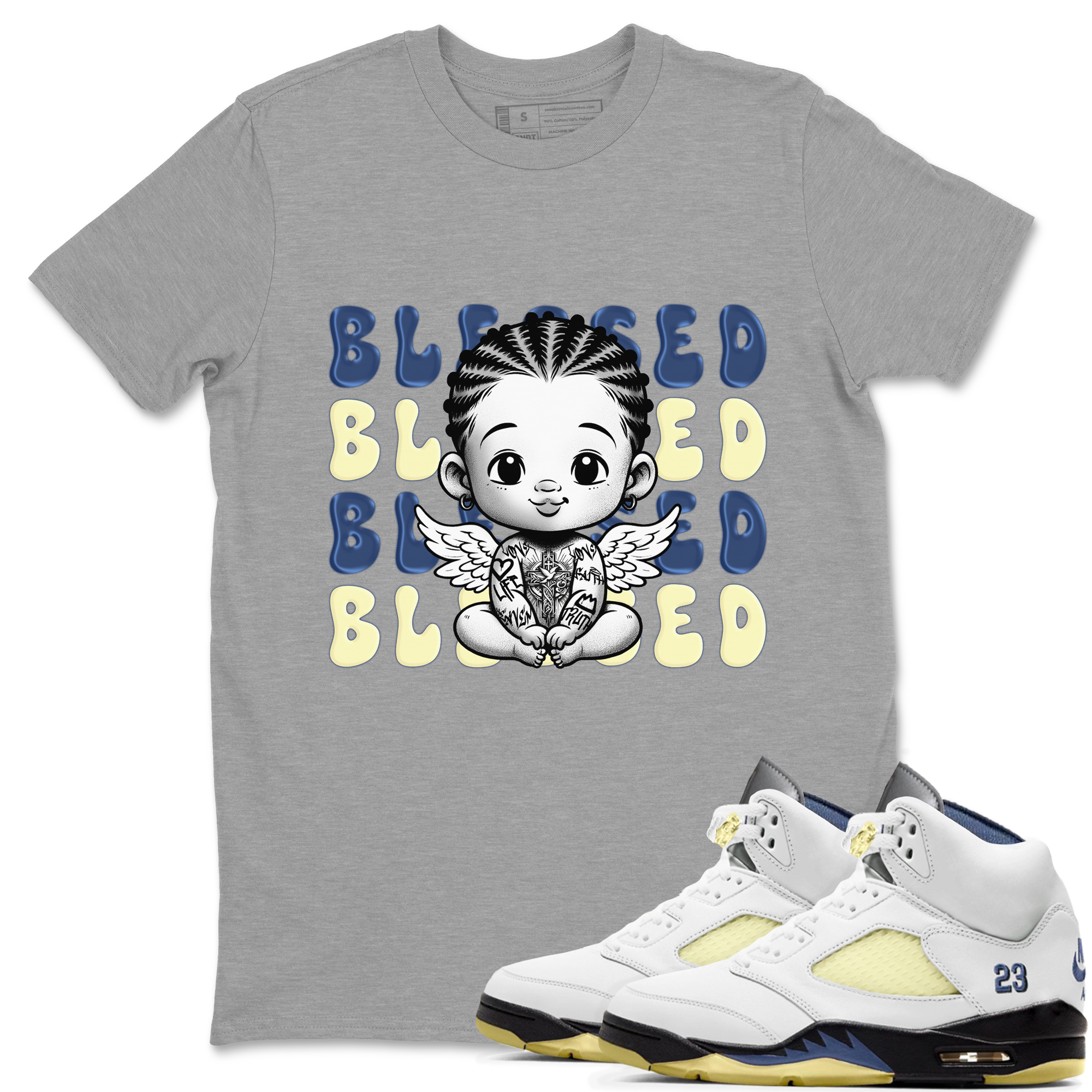 Blessed Baby SNRT Sneaker Tees - Air Jordan 5 A Ma Maniere x Photon Dust