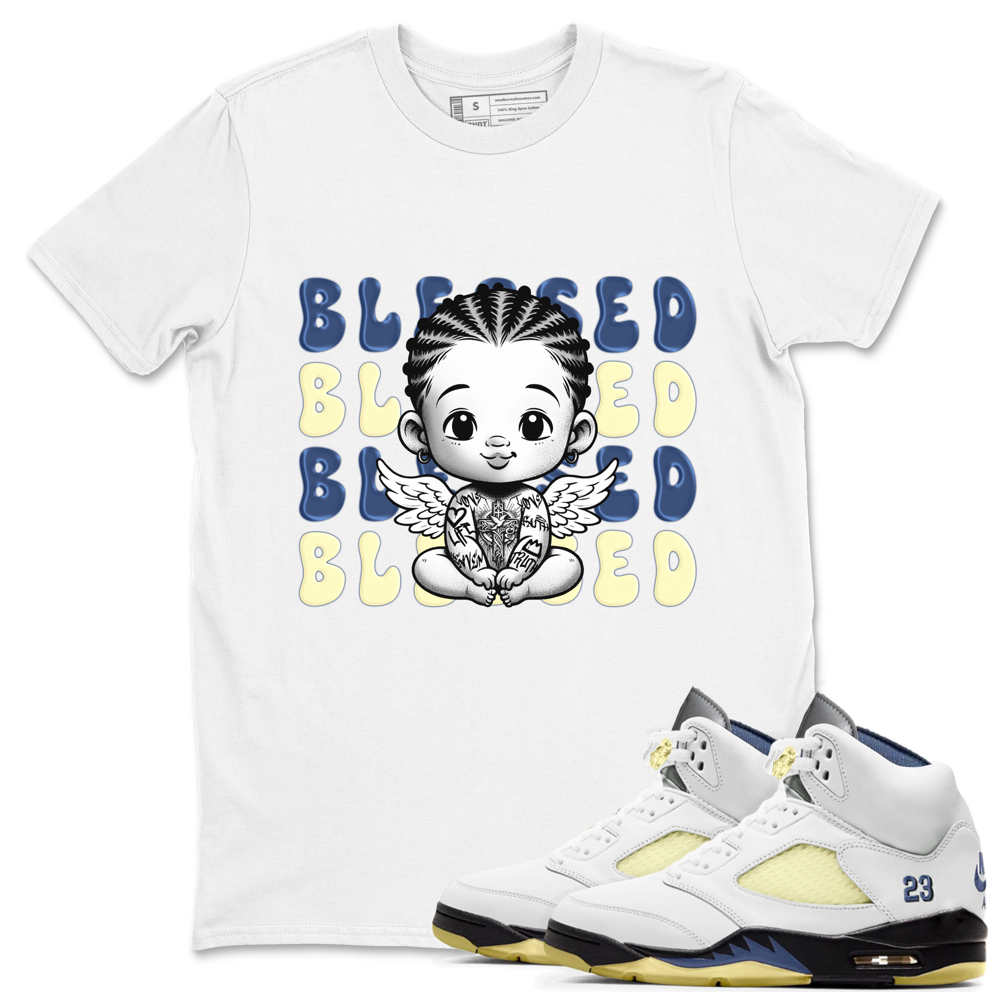 Blessed Baby SNRT Sneaker Tees - Air Jordan 5 A Ma Maniere x Photon Dust