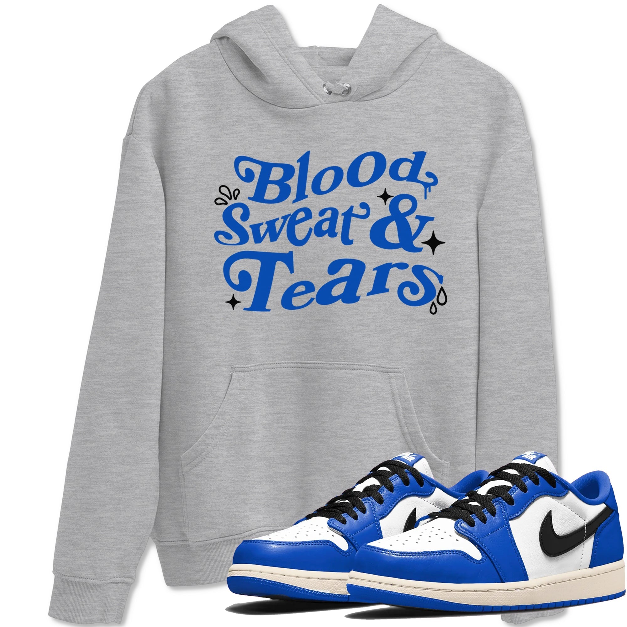 Blood Sweat Tears snkmatch Tees - Air Jordan 1 Game Royal