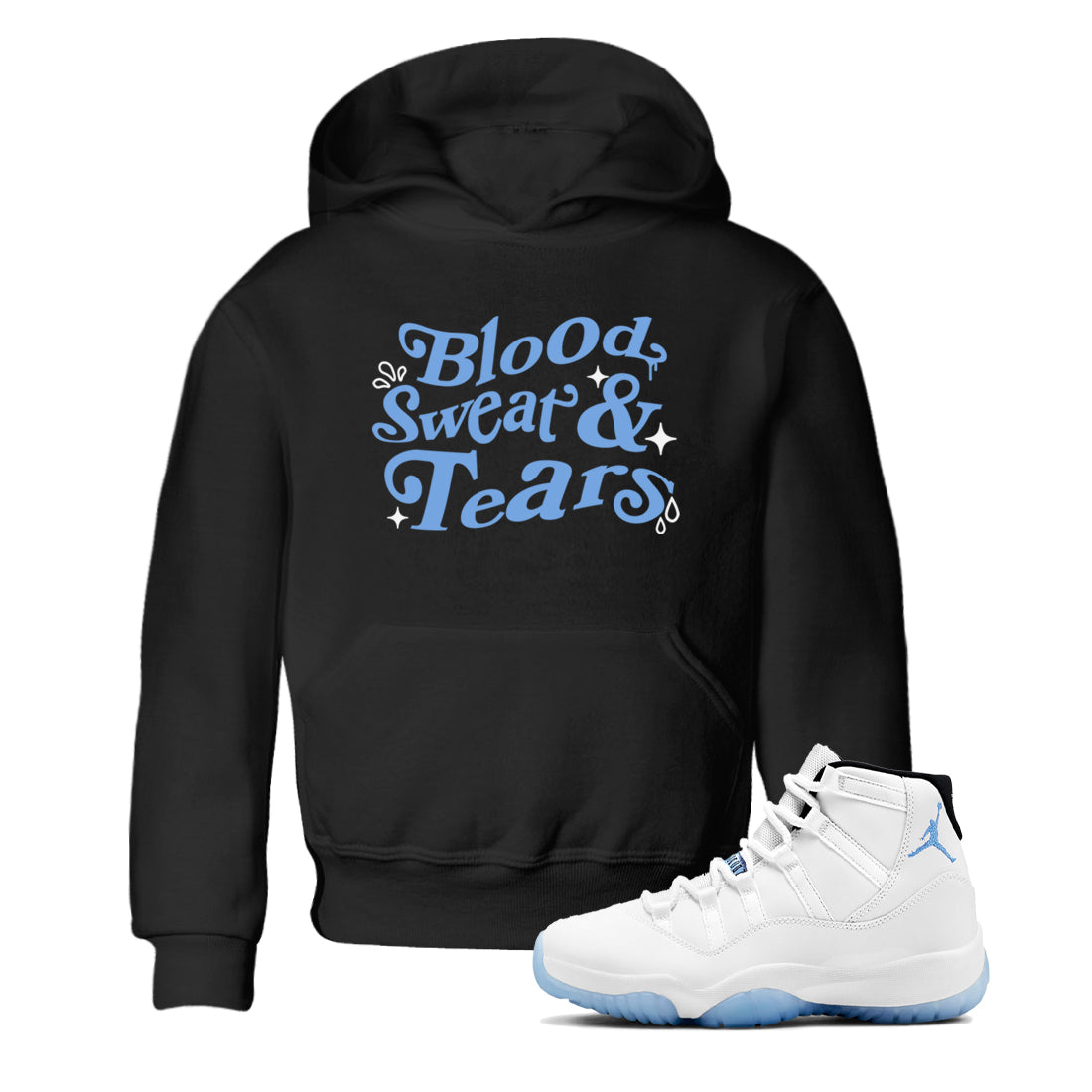 Blood Sweat Tears snkmatch Tees Kids - Air Jordan 11 Legend Blue