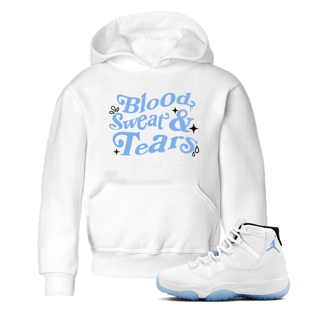 Blood Sweat Tears snkmatch Tees Kids - Air Jordan 11 Legend Blue