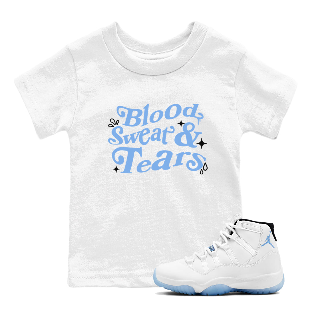 Blood Sweat Tears snkmatch Tees Kids - Air Jordan 11 Legend Blue