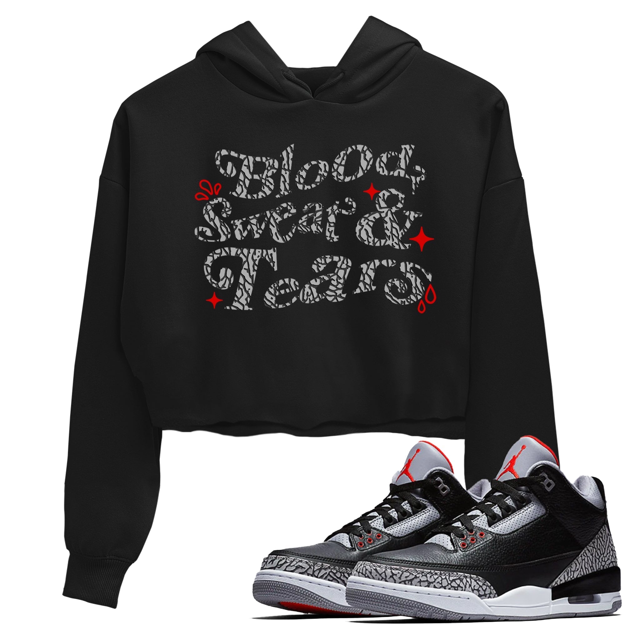 Blood Sweat Tears snkmatch Women's Top - Air Jordan 3 Black Cement
