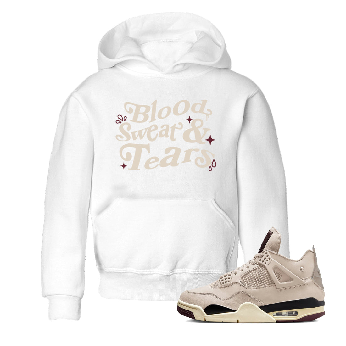 Blood Sweat Tears snkmatch Tees Kids - Air Jordan 4 A Ma Maniere x Fossil Stone