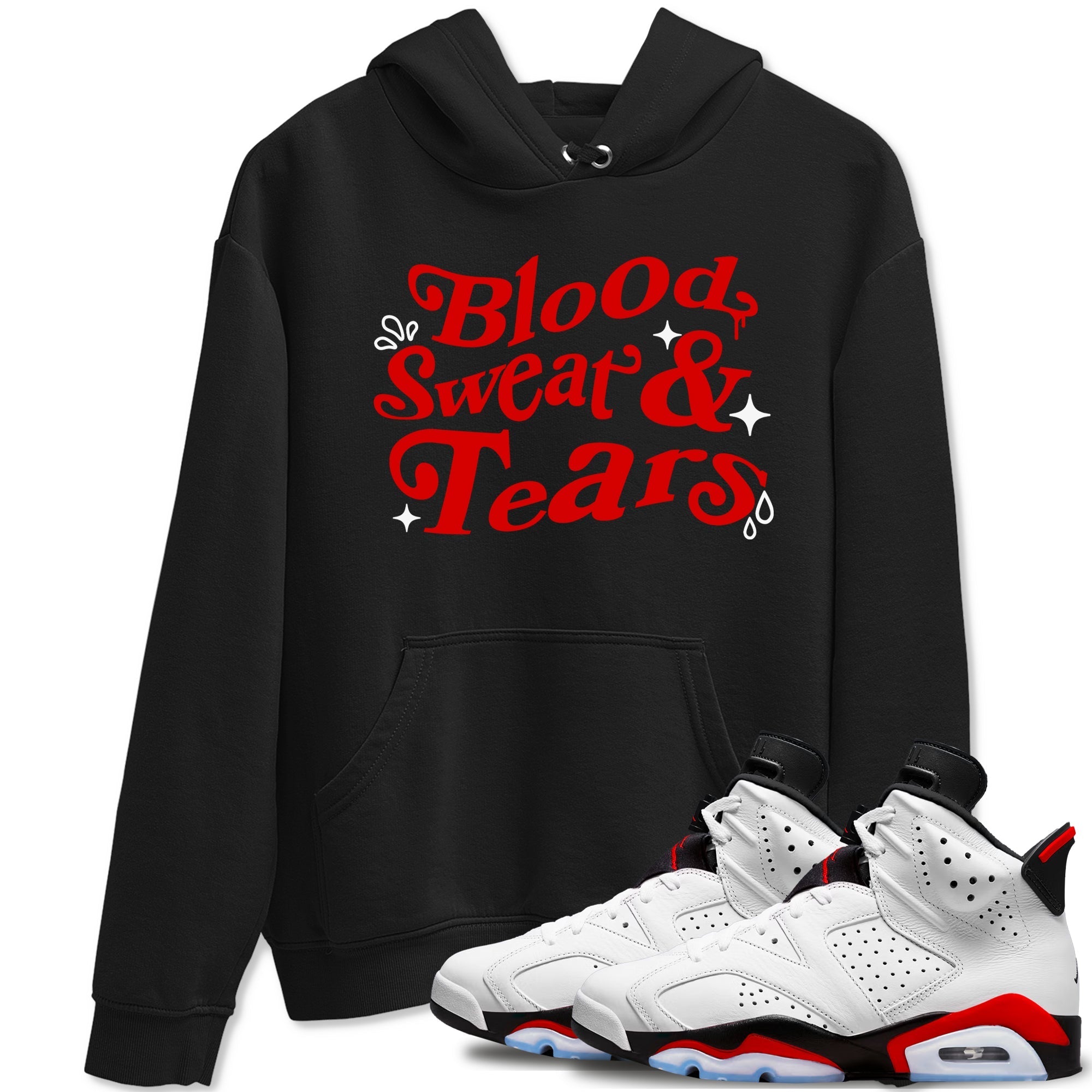 Blood Sweat Tears snkmatch Tees - Air Jordan 6 Fire Red
