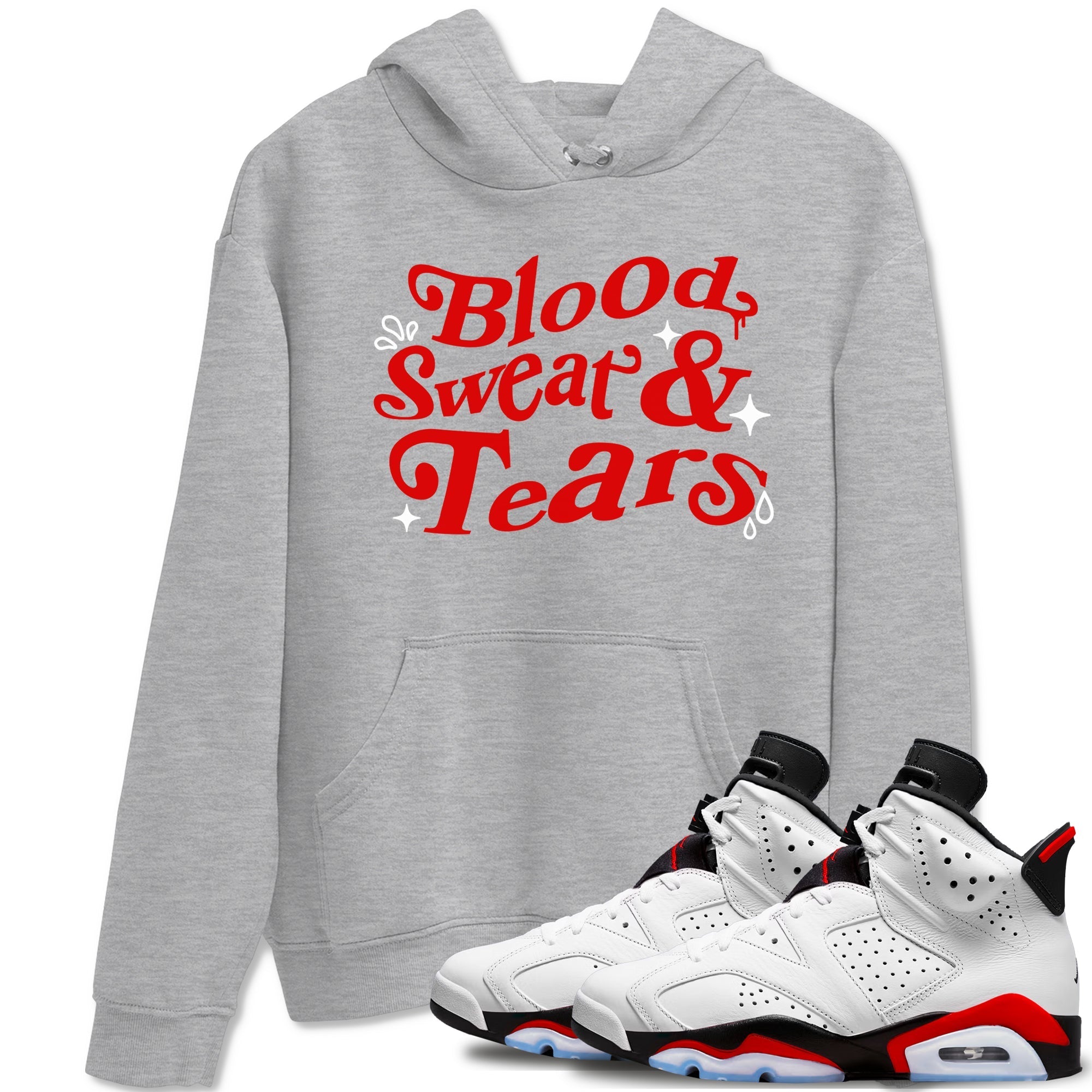 Blood Sweat Tears snkmatch Tees - Air Jordan 6 Fire Red