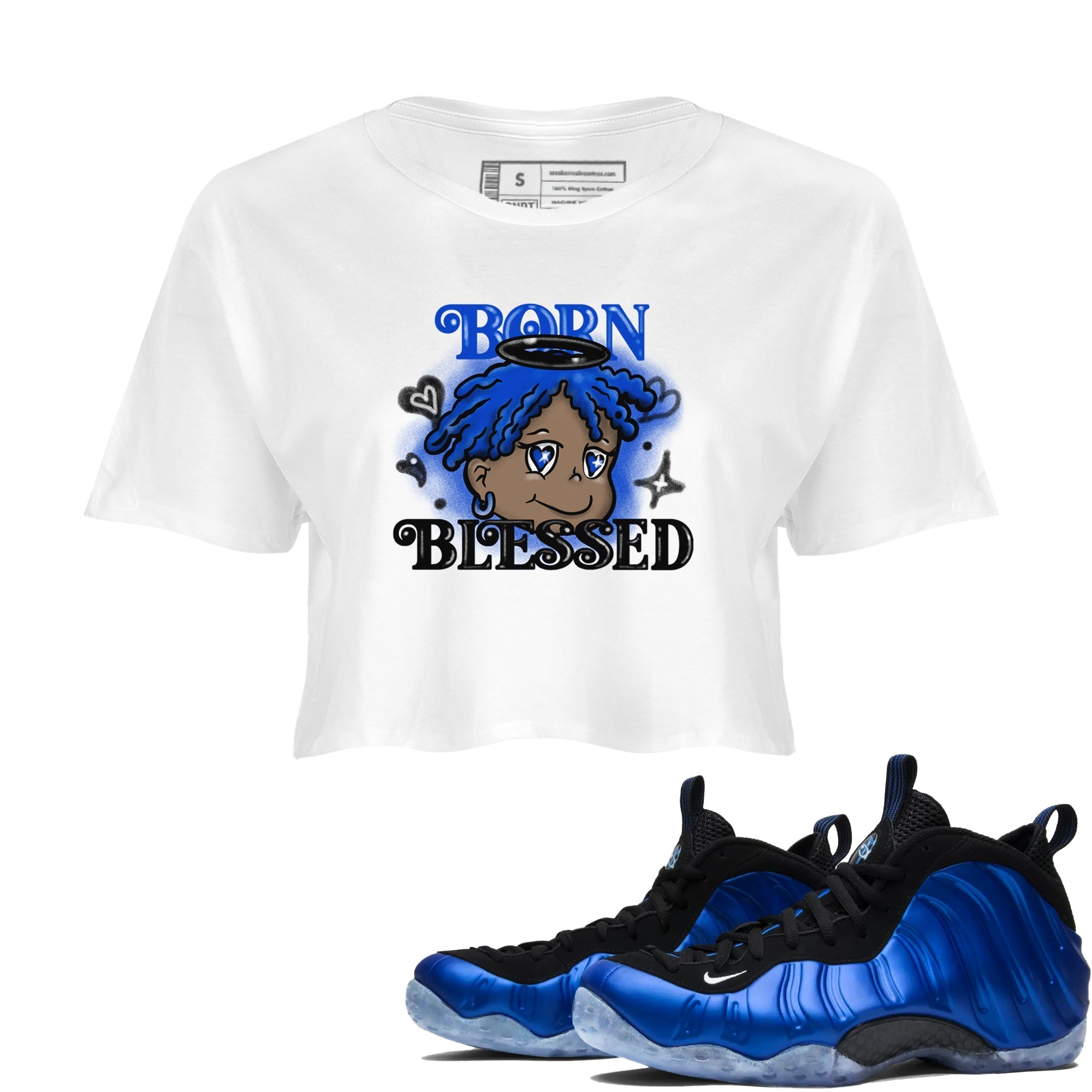 Born Blessed snkmatch Women's Top - Air Foamposite One Royal