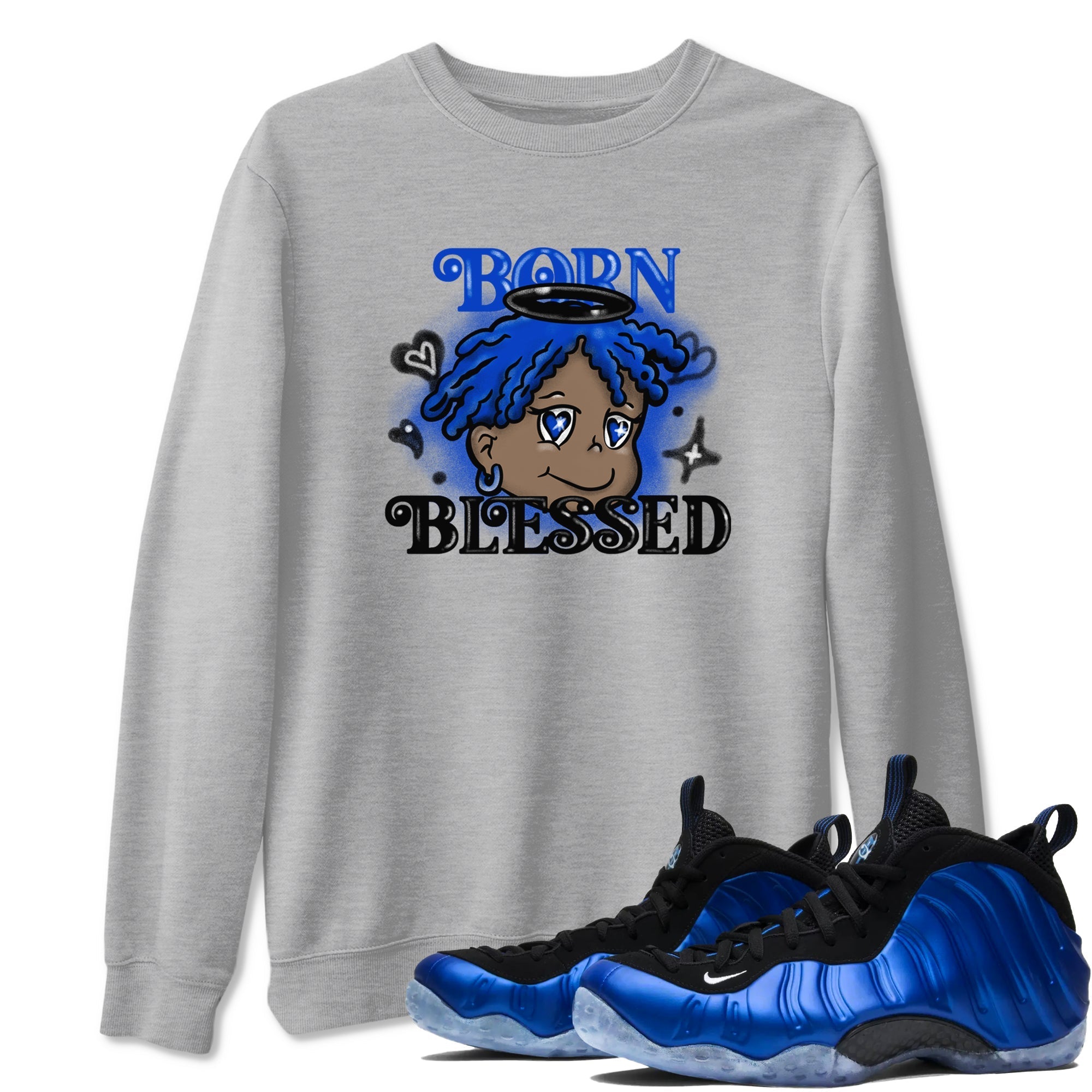 Born Blessed snkmatch Tees - Air Foamposite One Royal