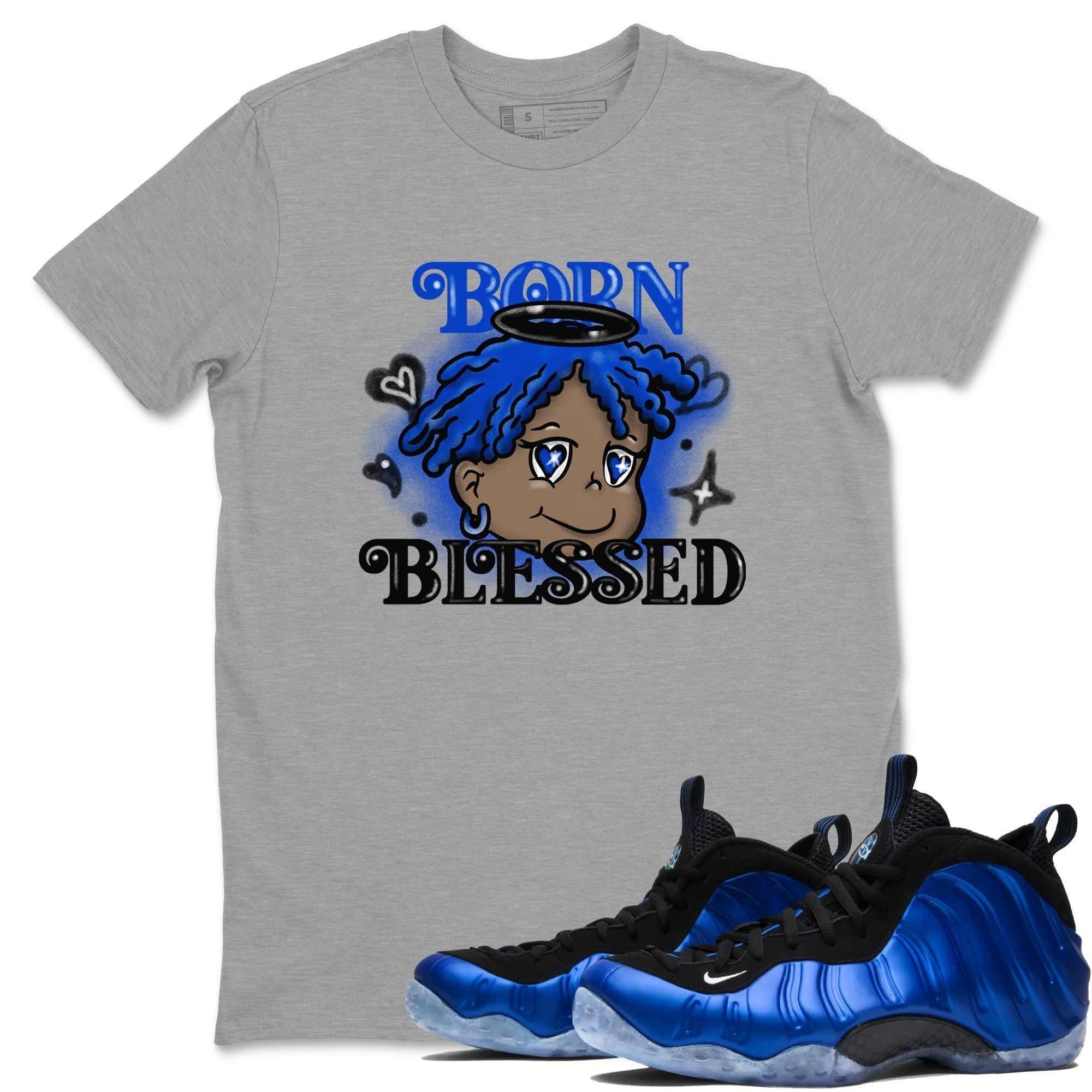 Born Blessed snkmatch Tees - Air Foamposite One Royal