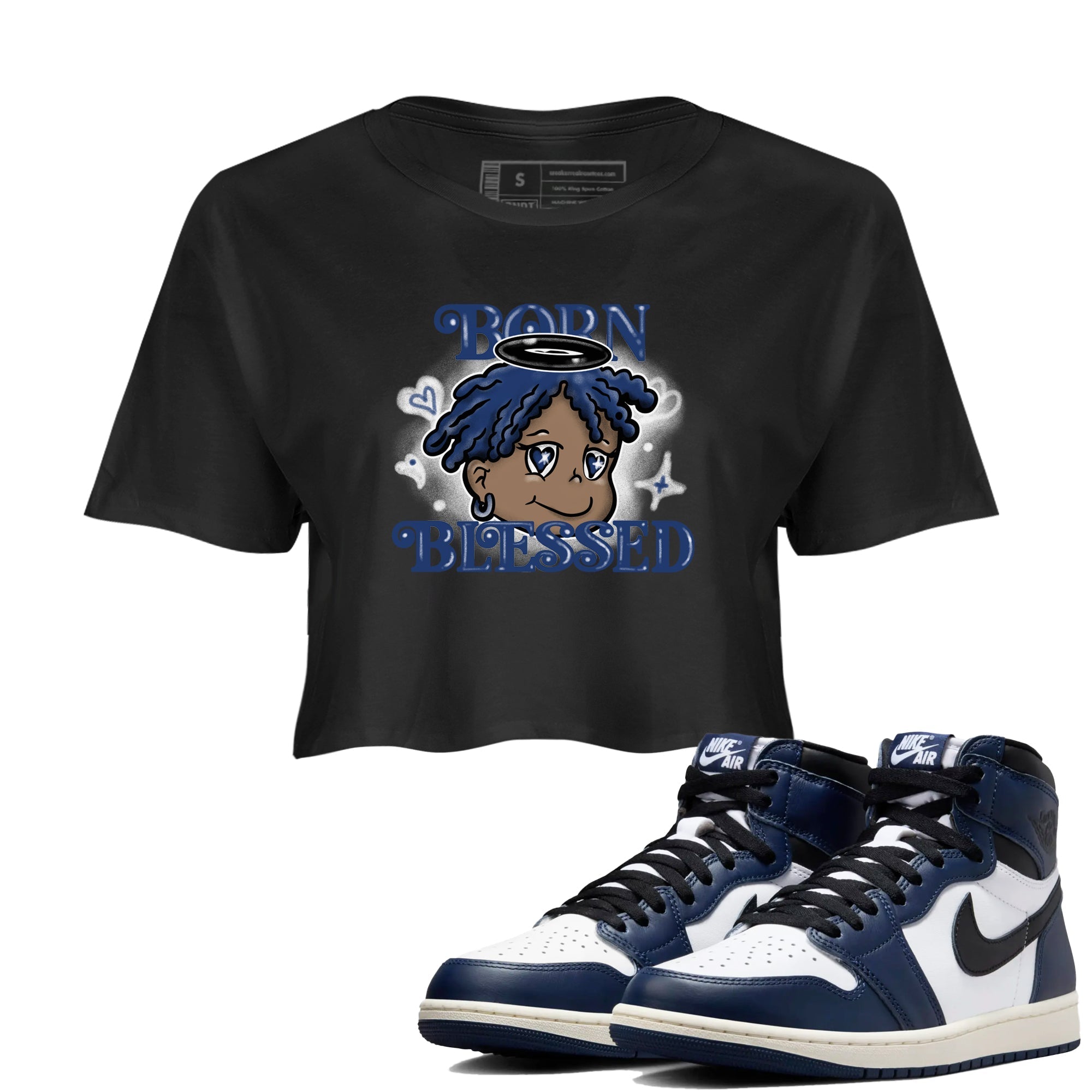 Born Blessed snkmatch Women's Top - Air Jordan 1 Midnight Navy