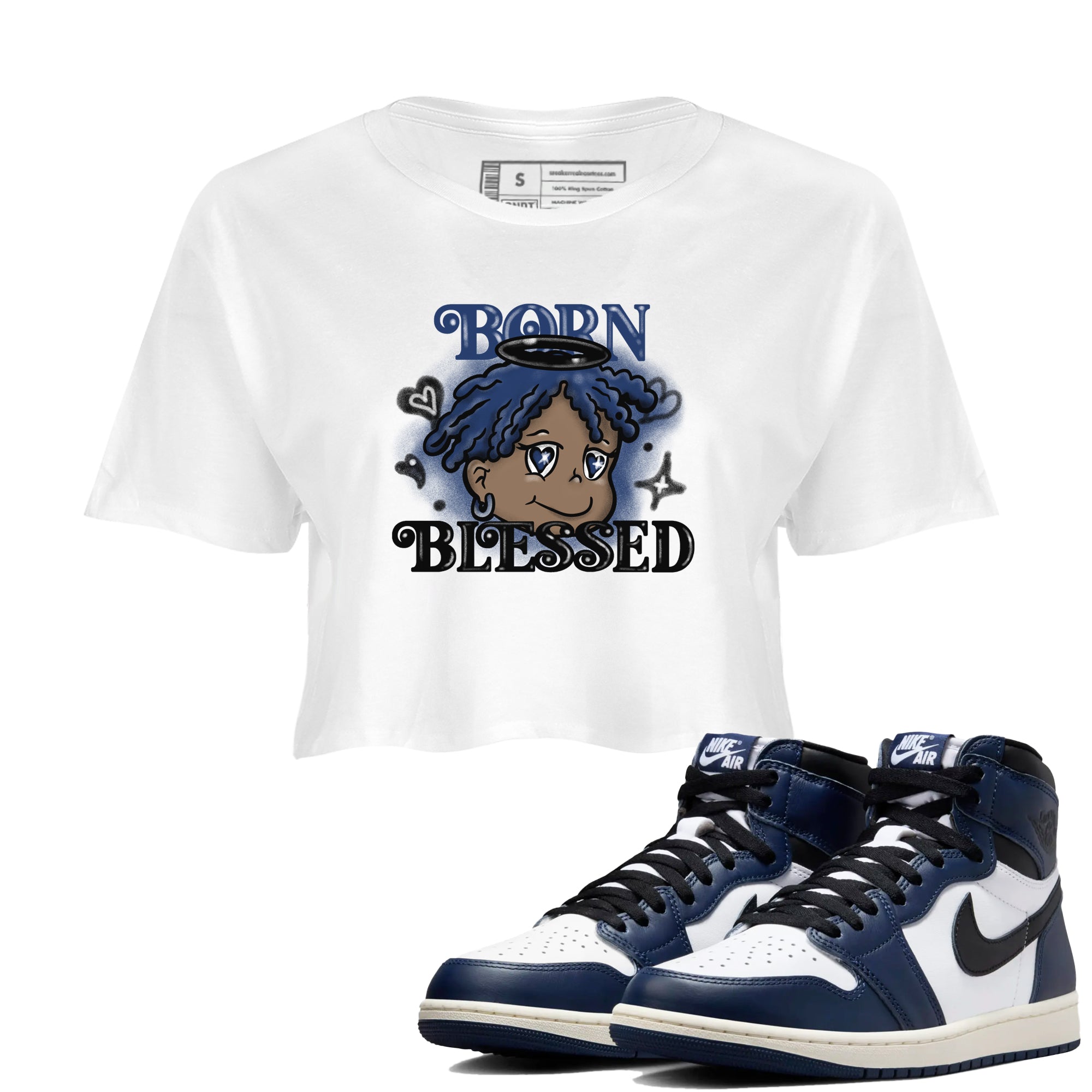 Born Blessed snkmatch Women's Top - Air Jordan 1 Midnight Navy