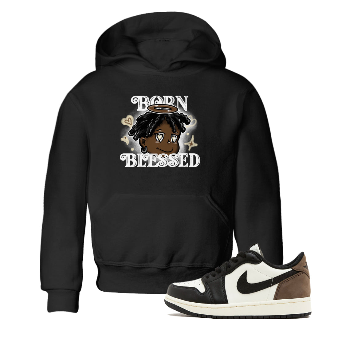 Born Blessed snkmatch Tees Kids - Air Jordan 1 Mocha