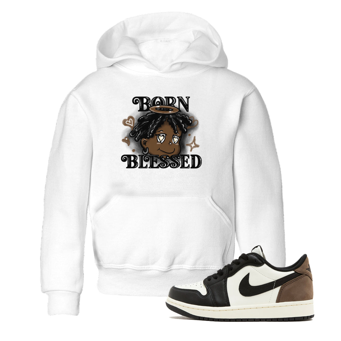 Born Blessed snkmatch Tees Kids - Air Jordan 1 Mocha