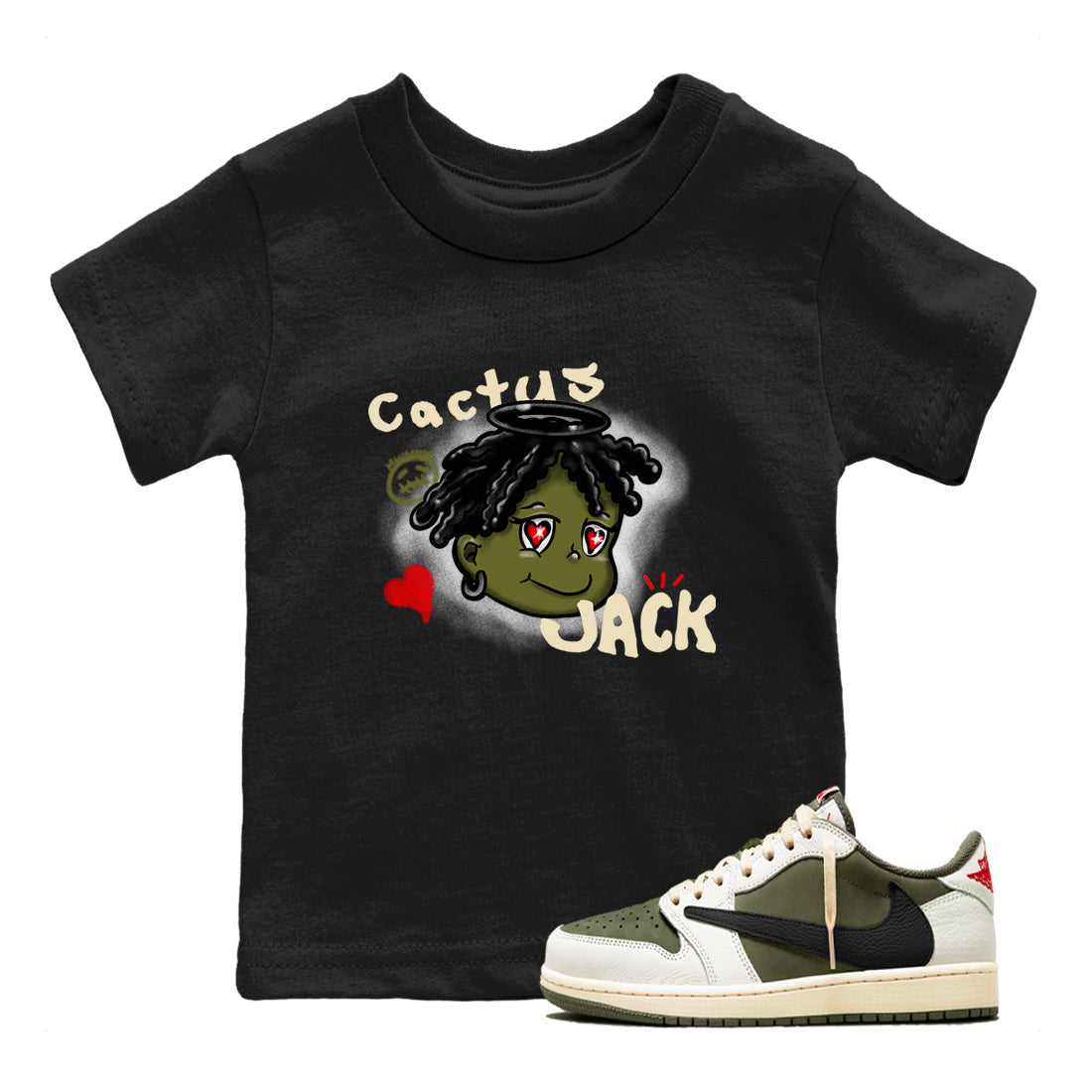 Born Blessed snkmatch Tees Kids - Air Jordan 1 Travis Scott Medium Olive