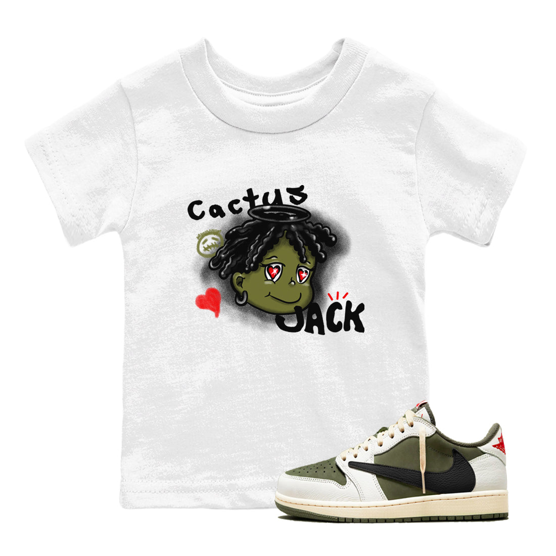 Born Blessed snkmatch Tees Kids - Air Jordan 1 Travis Scott Medium Olive
