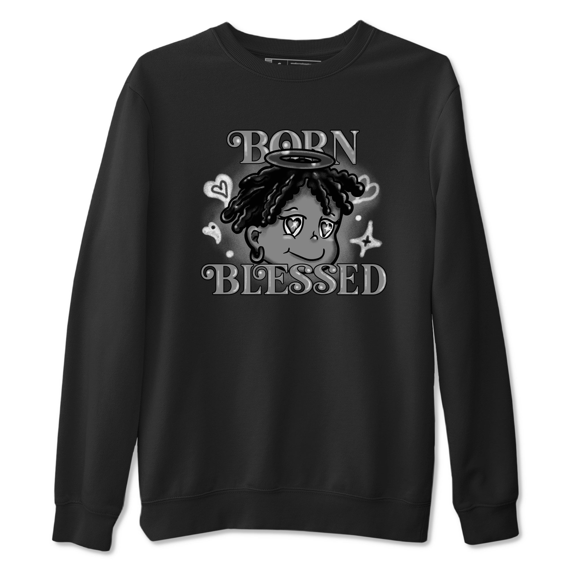 Born Blessed snkmatch Tees - Air Jordan 12 Black Wolf Grey