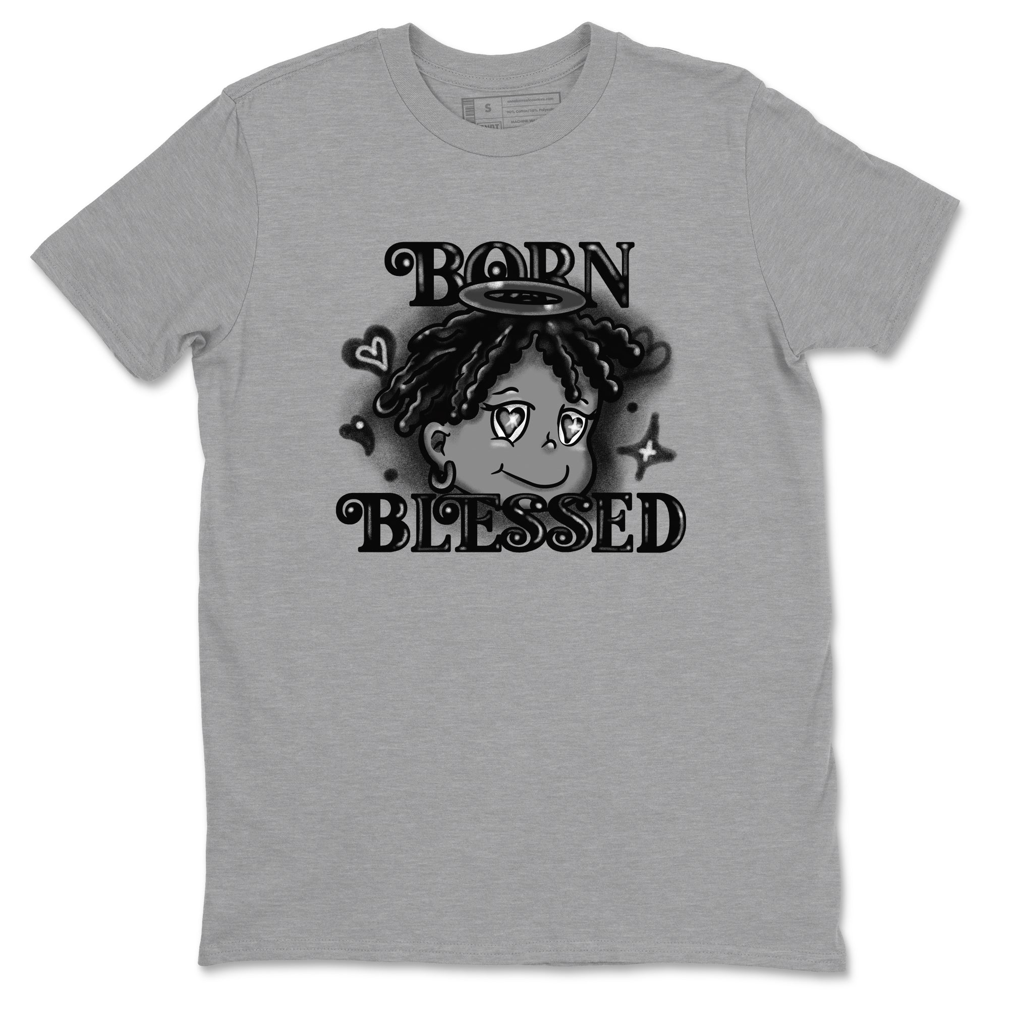 Born Blessed snkmatch Tees - Air Jordan 12 Black Wolf Grey