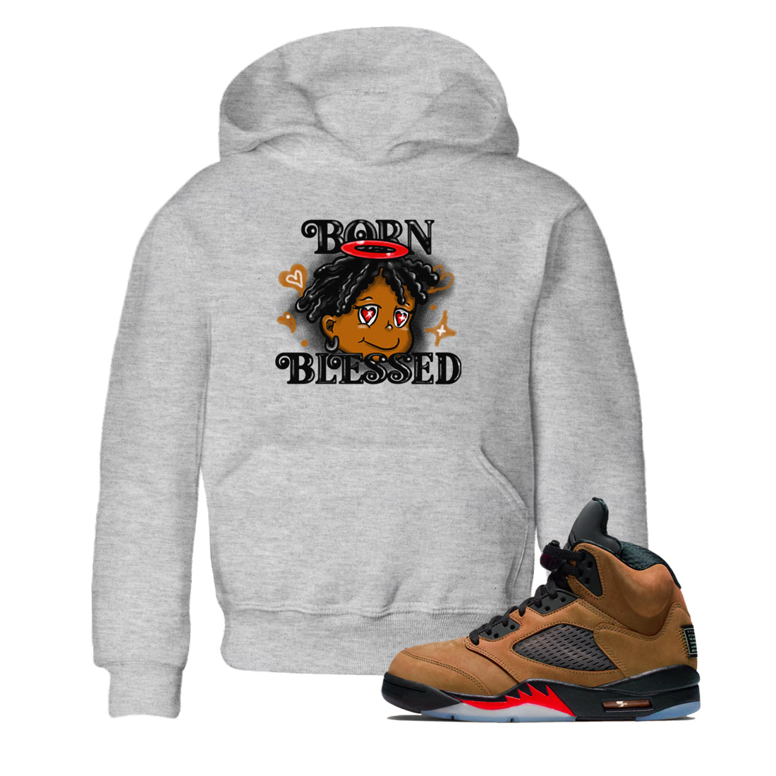 Born Blessed snkmatch Tees Kids - Air Jordan 5 Archaeo Brown