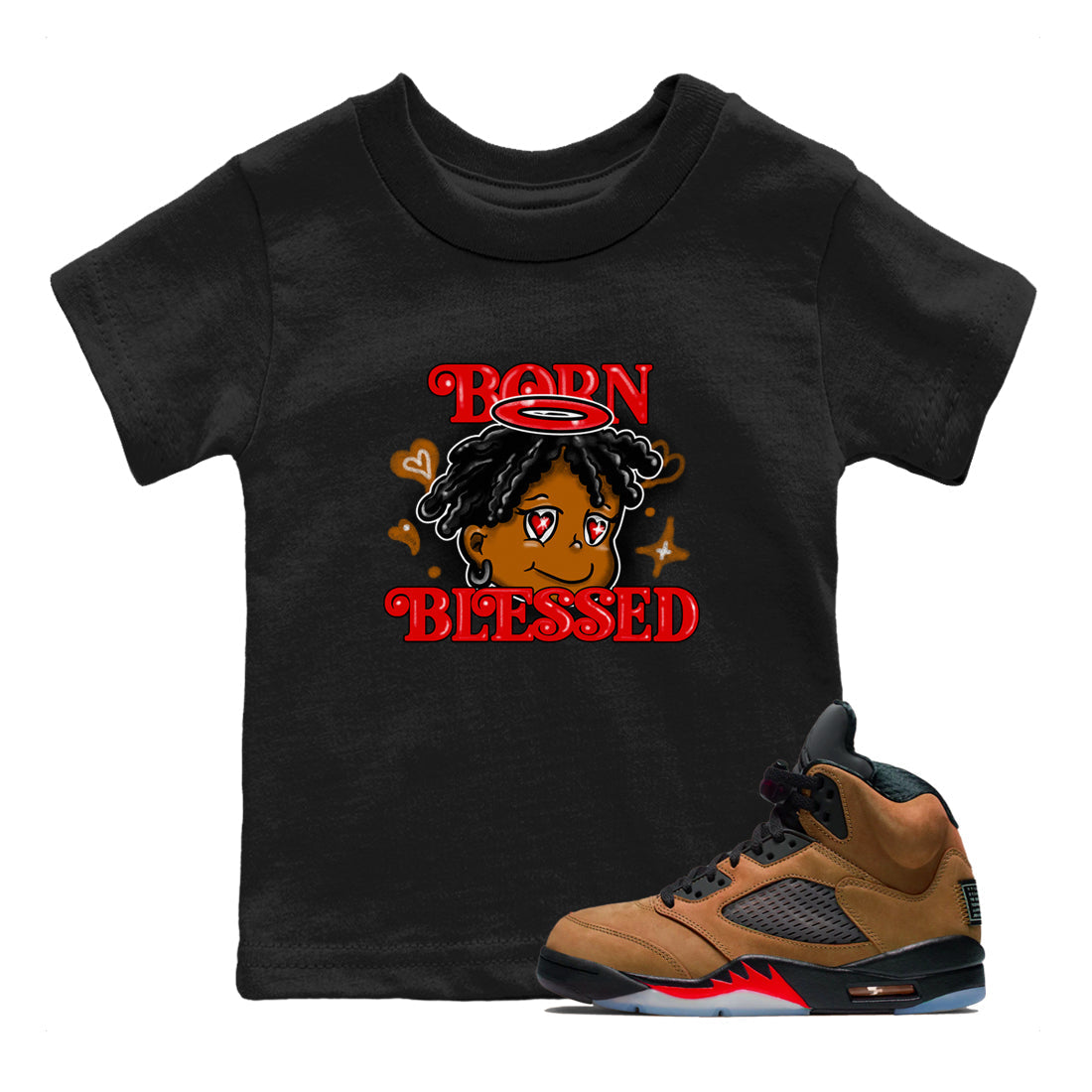 Born Blessed snkmatch Tees Kids - Air Jordan 5 Archaeo Brown
