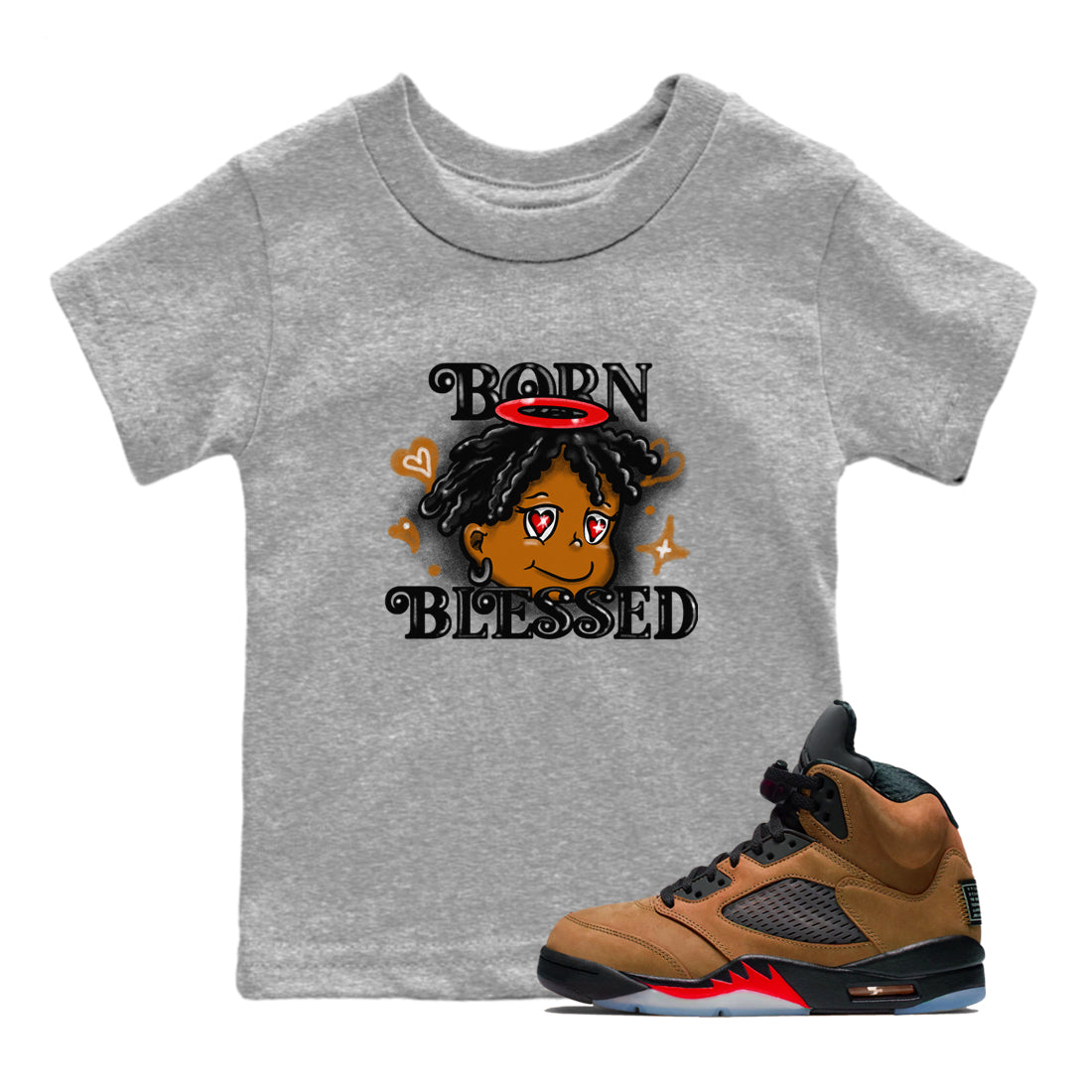 Born Blessed snkmatch Tees Kids - Air Jordan 5 Archaeo Brown