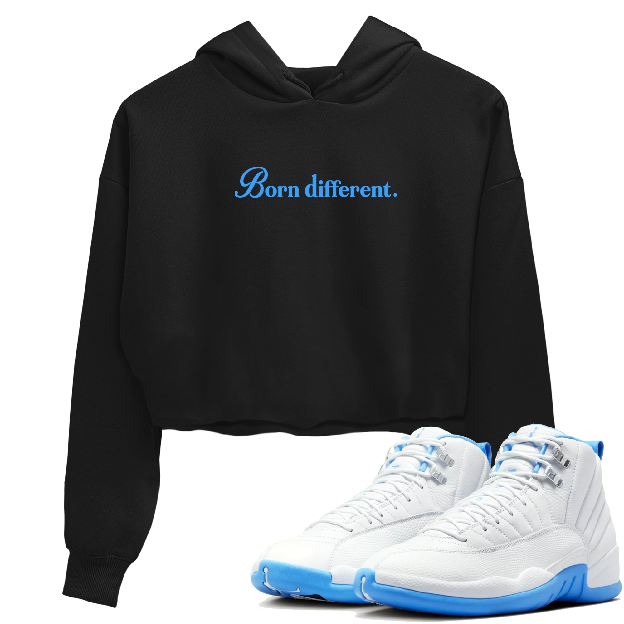 Born Different snkmatch Women's Top - Air Jordan 12 White and University Blue