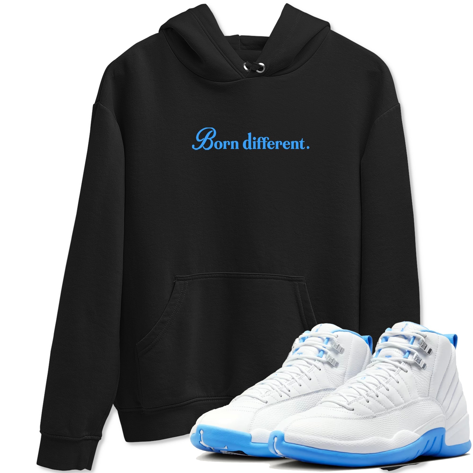 Born Different snkmatch Tees - Air Jordan 12 White and University Blue