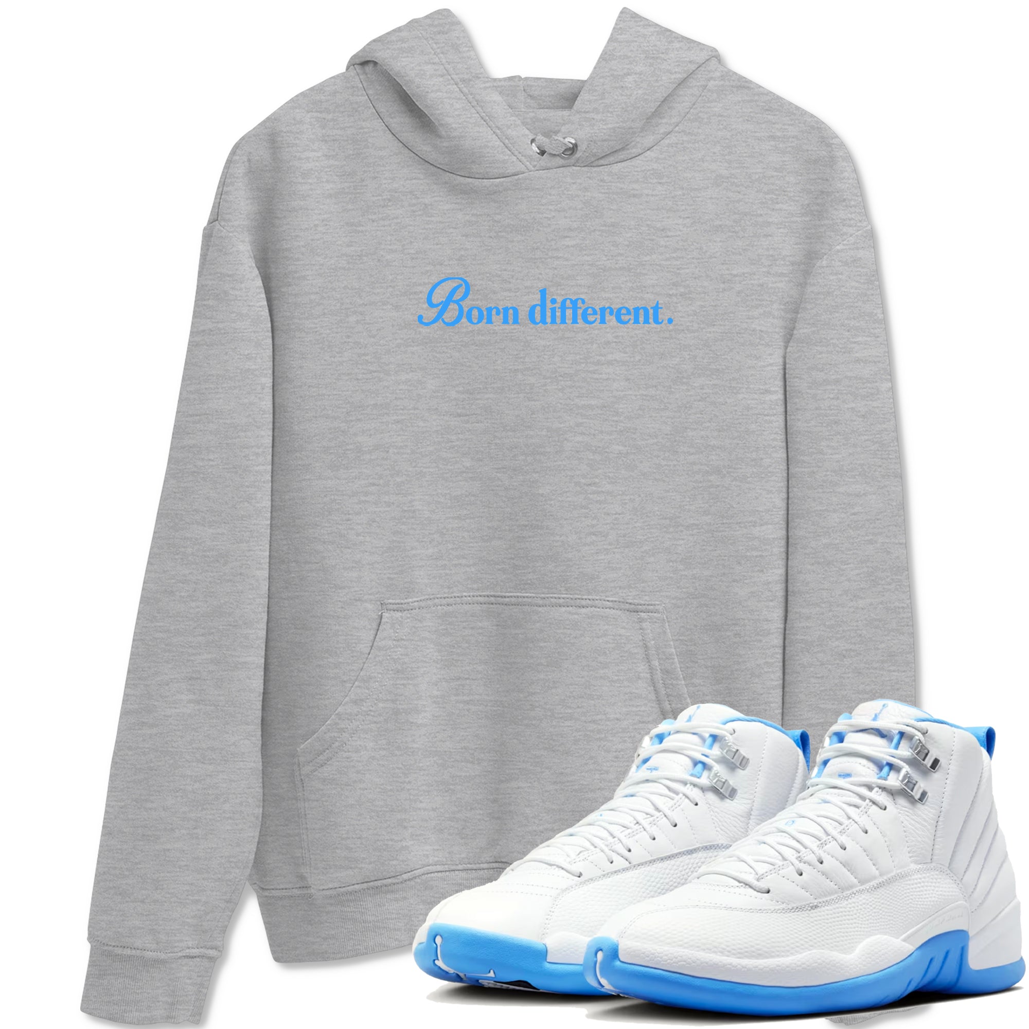 Born Different snkmatch Tees - Air Jordan 12 White and University Blue